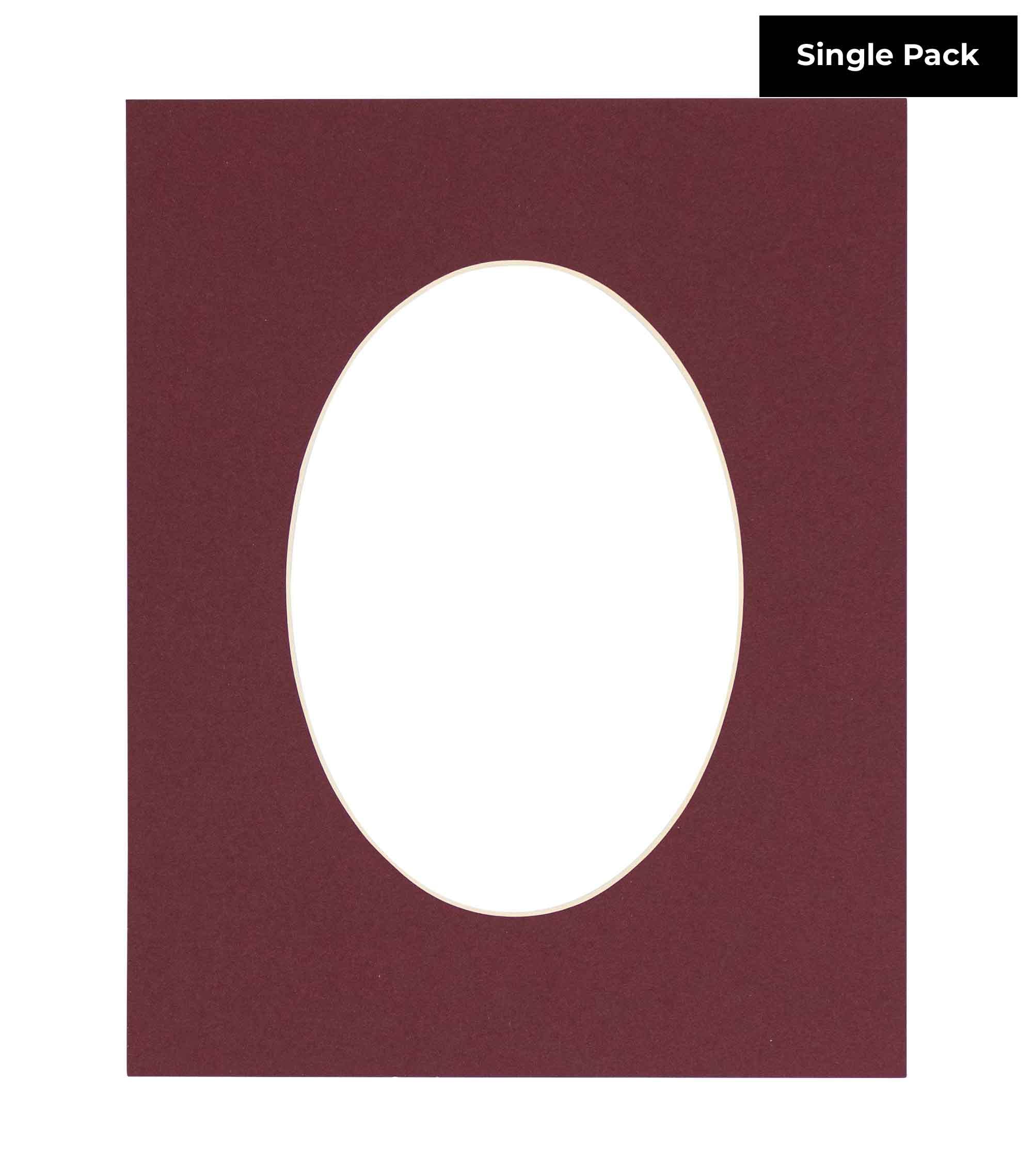 CountryArtHouse Maroon Acid Free 9x11 Oval Picture Frame Mat with White Core Bevel Cut for 5.5x8.5 Pictures - Fits 9x11 Frame - Pack of 1 Matboard Show Kit with Acid Free Backing & Clear Bag