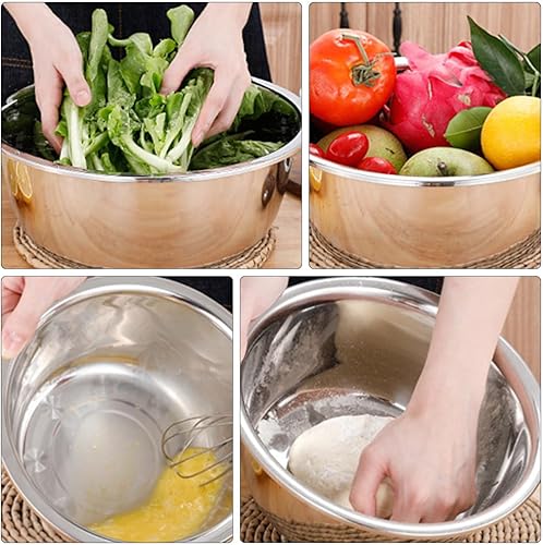 Miniatura 6 de Angoily 3pcs Olla de acero inoxidable Cuencos de mezcla de acero inoxidable Sartenes para hornear de aluminio Cuenco de mezcla de aluminio Tazón de