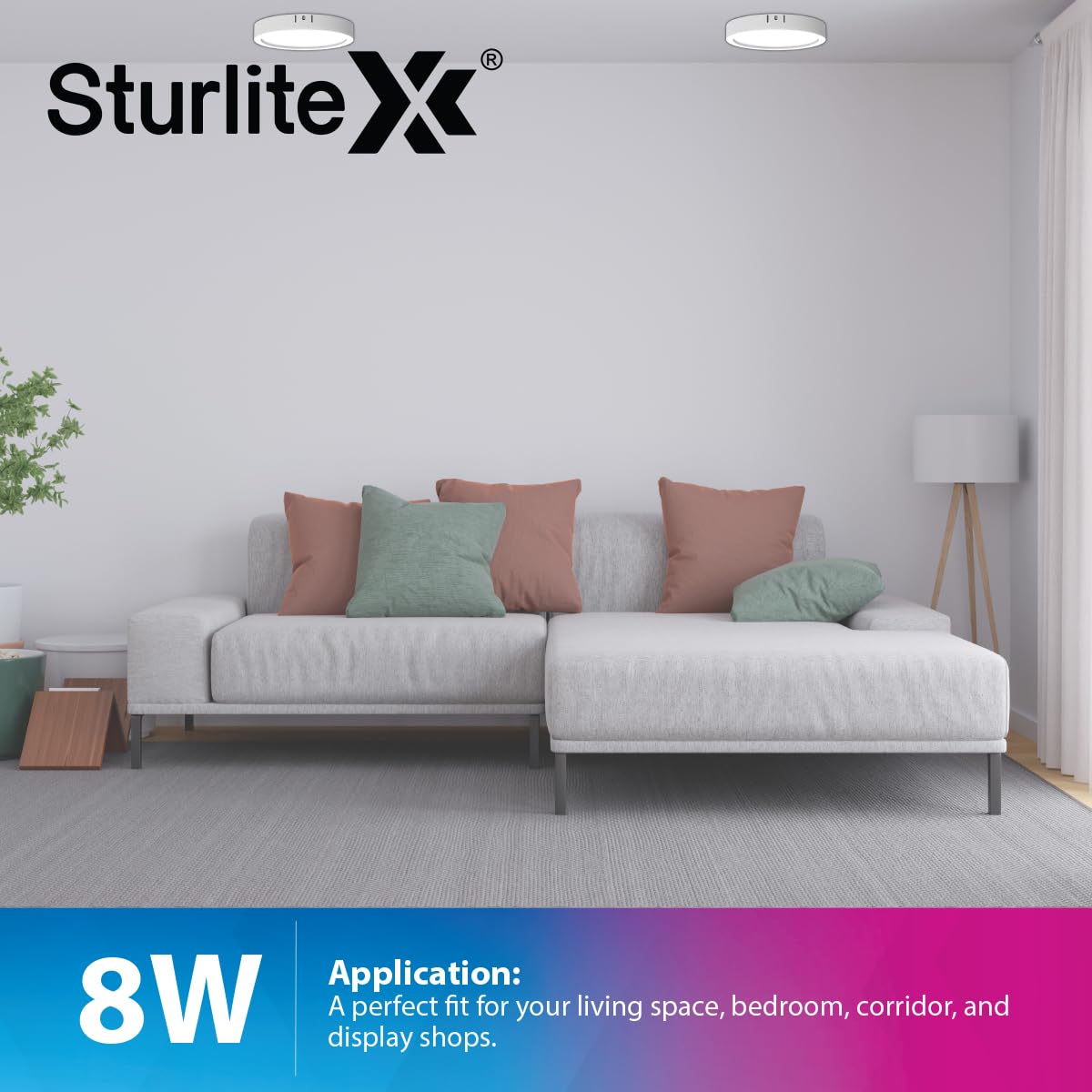 Sturlite S-FIT 8W Round LED Surface Light| 6500k Cool White Color Temperature| 640 Lumens with CRI Tech for Accurate Color Representation - (Pack of 4) 4