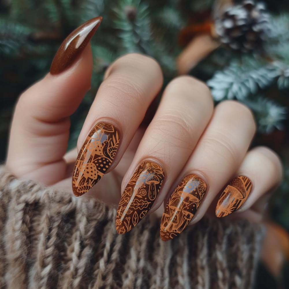 PH PandaHall 3pcs Mushrooms Patterns Nail Stamping Plates Insect Theme Nail Art Stencils Plants Leaves Manicure Art Templates Butterflies Flower Nails Image Plates for Women Manicures DIY Design Print - Image 4