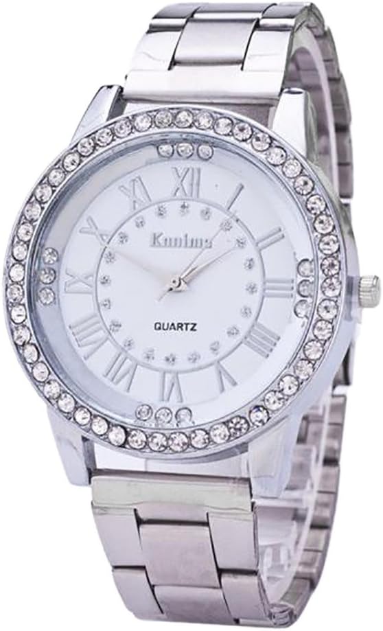 Womens Rhinestone Quartz Watches,Byeel Fashion Analog Lady Wrist Watch Female Watches Watches for Women,Round Dial Case Comfortable Stainless Steel Wristwatch