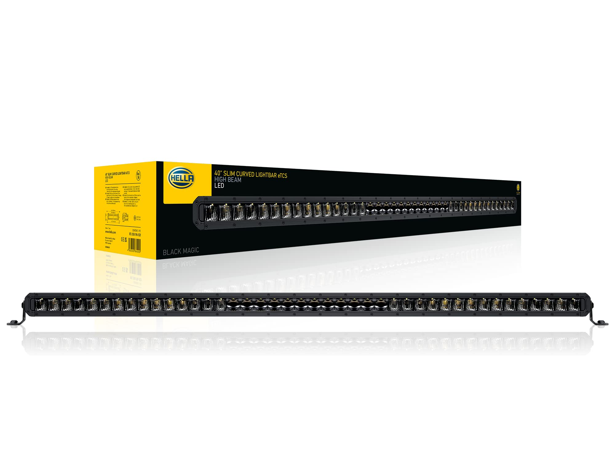 HELLA Black Magic Slim Curved LED Lightbar - 40 Cali Bar Offroad With ECE: 6800 Lumens, Smukły Reflektor, 12V-24V, for Samochodów Osobowych, Traktorów