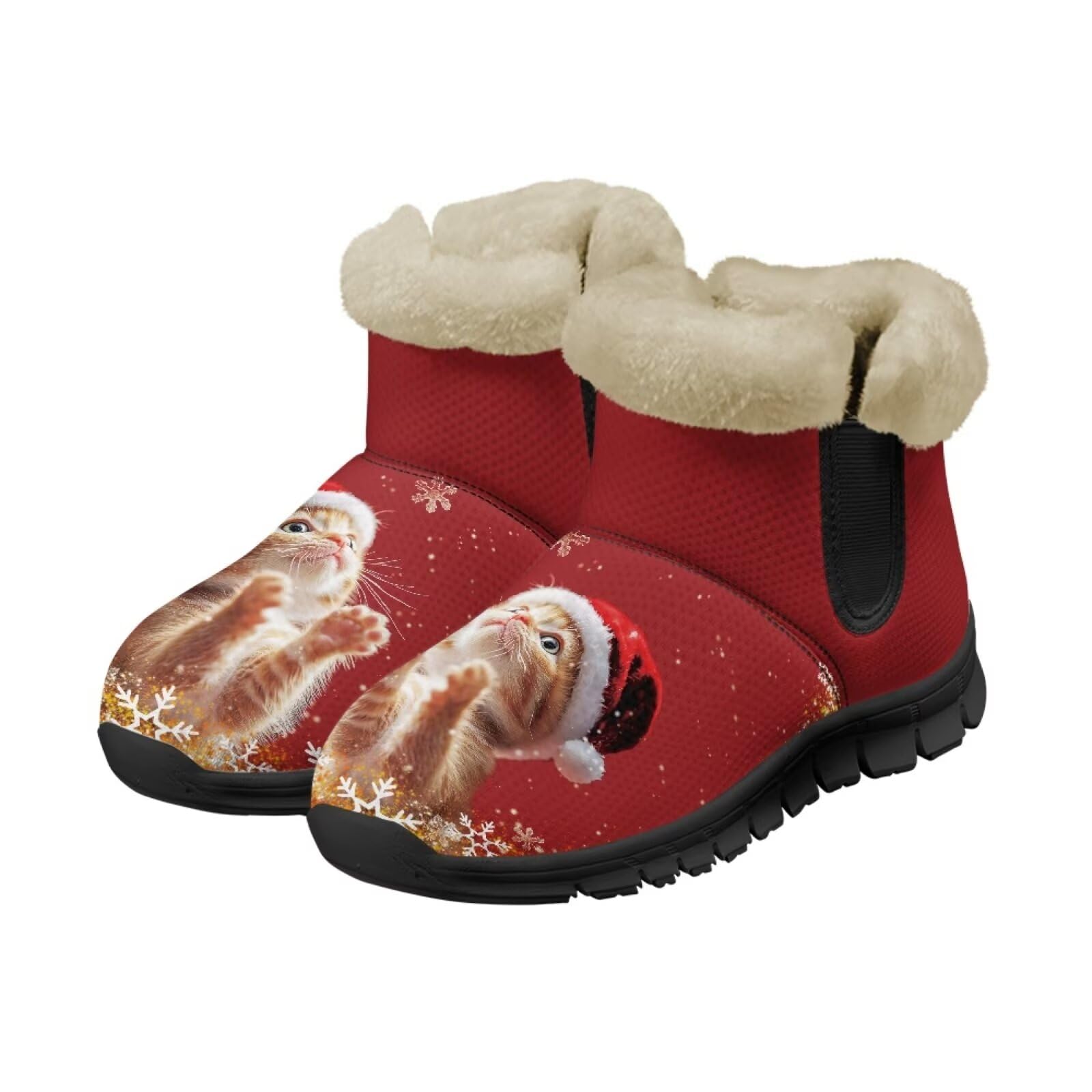 UNICEU Womens Snow Boots Christmas Boots Warm Faux Fur Lined Ankle Booties Comfy Shoes for Indoor Outdoor