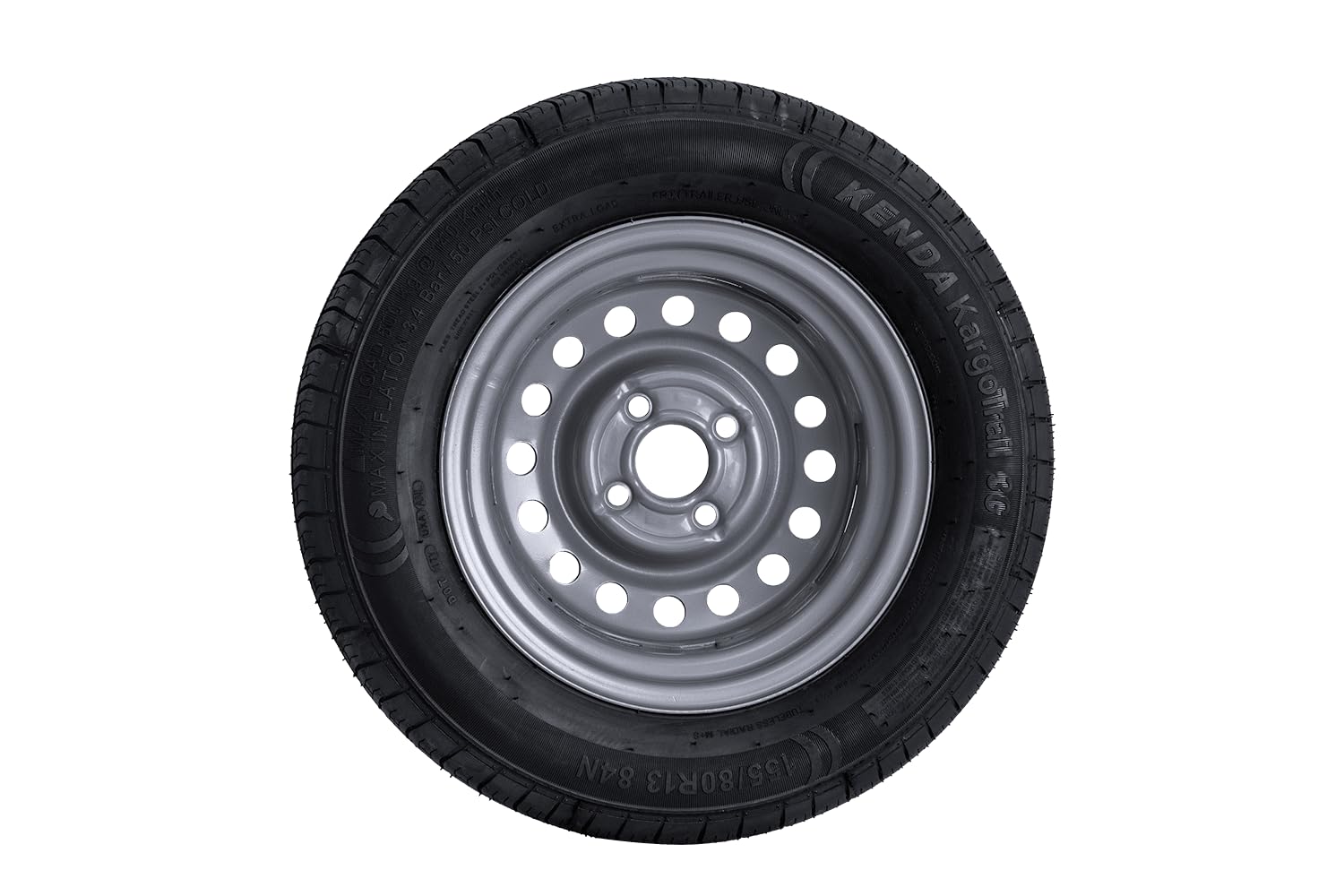 KENDA Ruota Completa per Rimorchio Leggero 155/80 R13 84N con Cerchio in Acciaio 4Jx13"H2 4x100 ET30, Portata 500 kg per Carrelli e Camper
