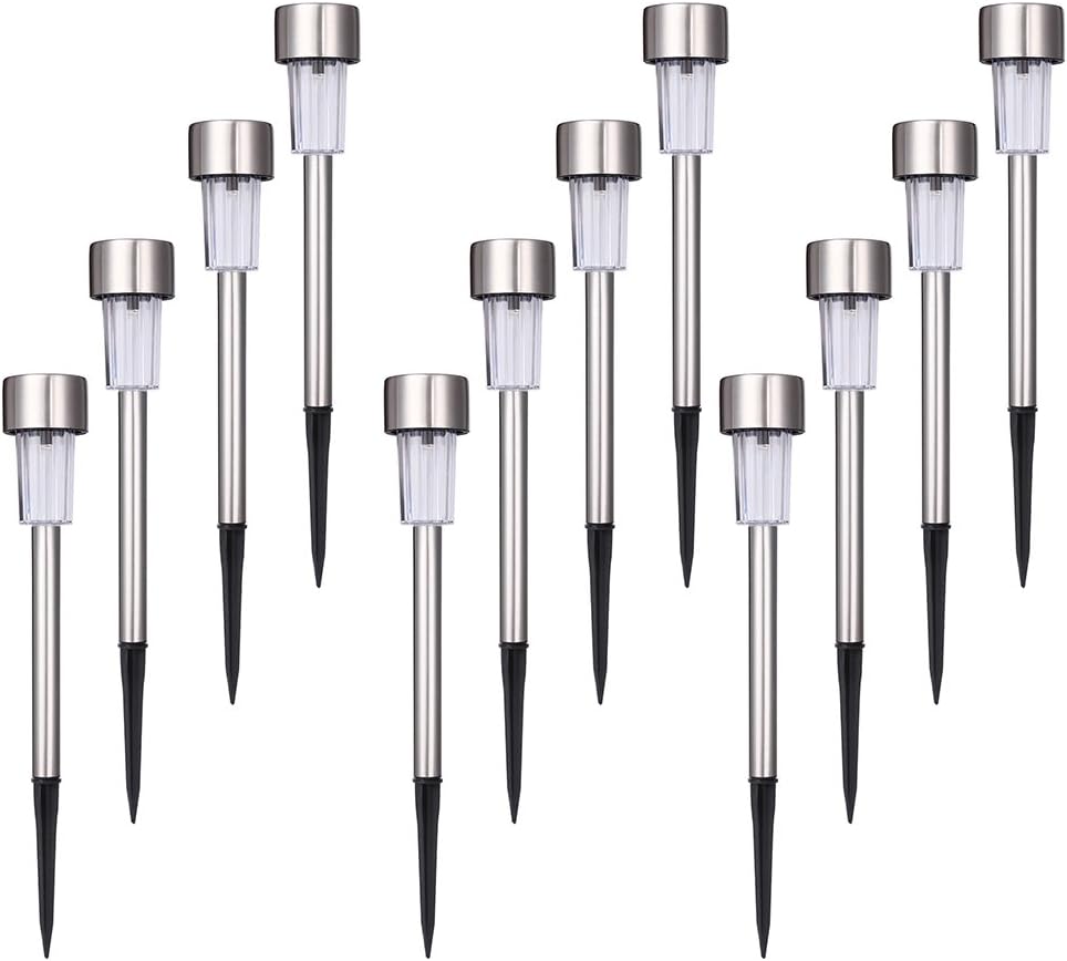 EcoCity Solar Lights Outdoor Garden Light Landscape / Pathway Lights Stainless Steel-12 Pack