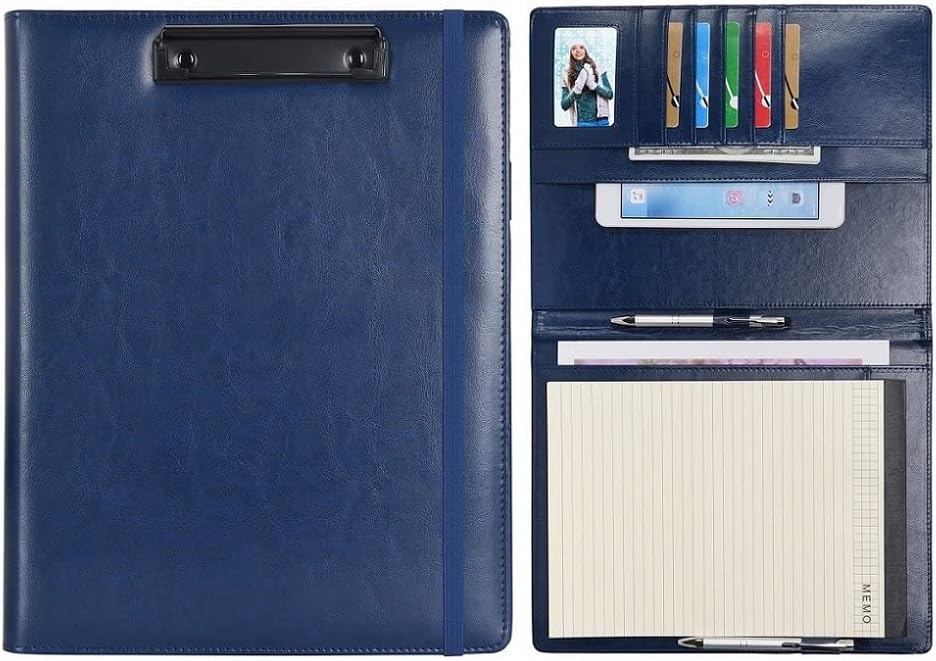 Wonderpool Portapapeles de piel sintética A4, portapapeles, formularios, estuche para documentos, planificador de entrevistas, reuniones, escritura,