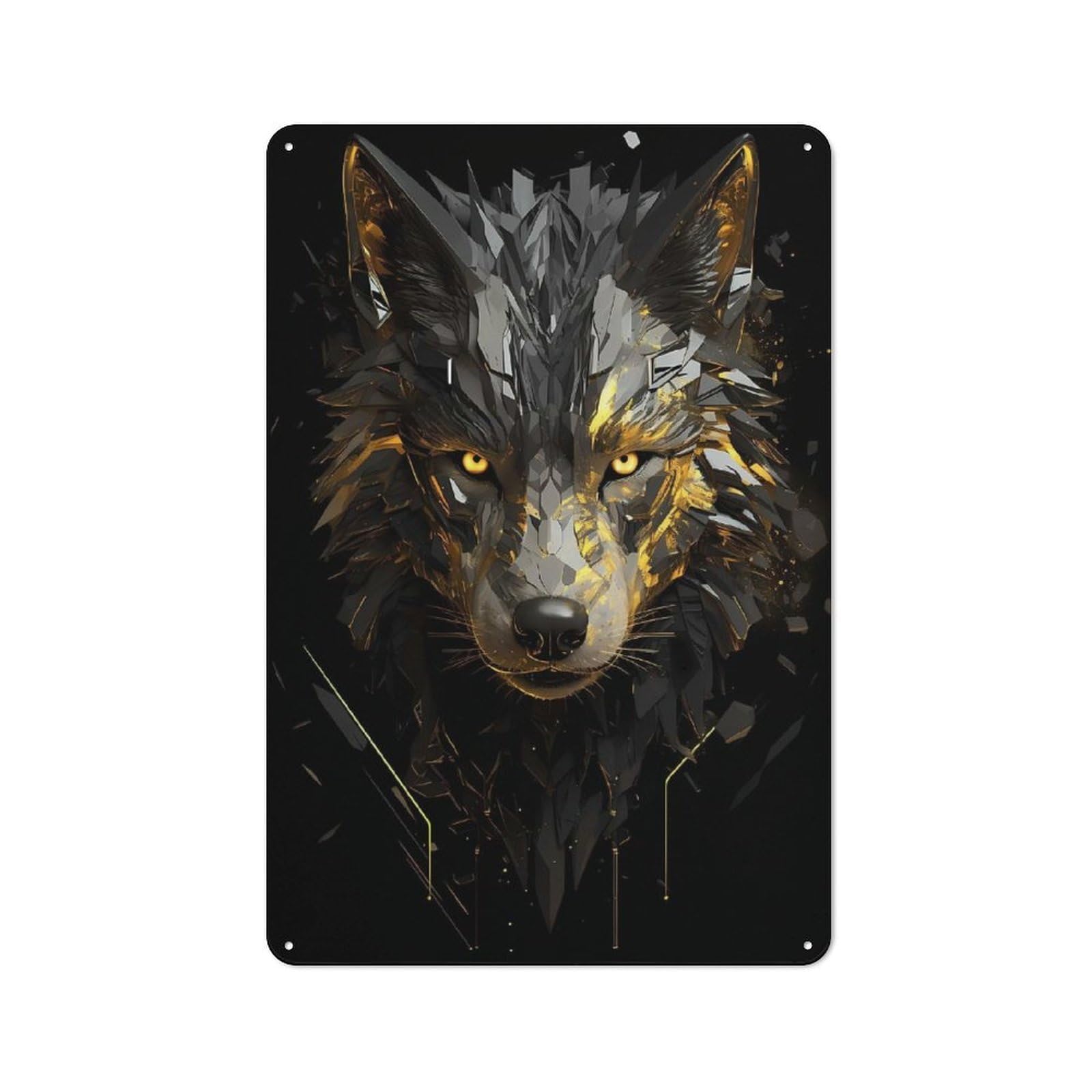 Junmoney Style-24 Vintage Animal Wolves Wolf Head Metal Plaque 30X20cm, Kitchen Wall Decor For Restaurant, Kitchen, Counter Or Breakfast Nook