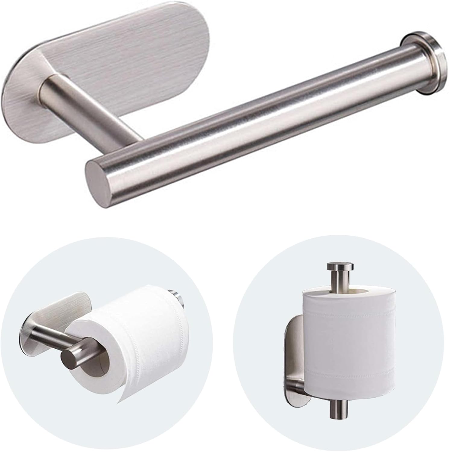 Product image of Toilet Paper Holder - Self Adhesive Toilet Paper Holder Wall Mount for Bathroom, SUS 304 Stainless Steel Command Strip Toilet Paper Roll Holder Stick On Wall, No Drilling - Brushed Nickel