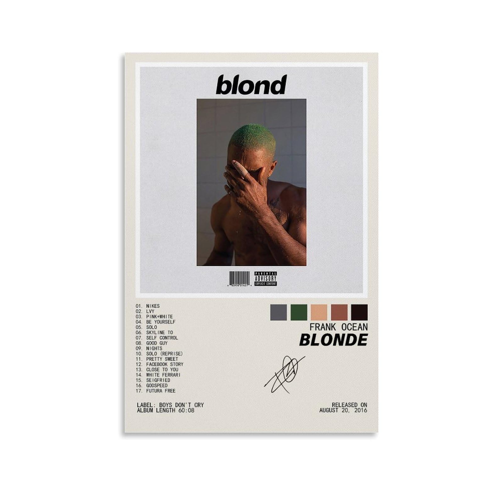 KrAtoz Terp Frank Ocean Album Blonde Poster Cover Poster Wall Art Poster Gift For Friend Bed Room Living Room Decor Modern Aesthetic Unframe-style-8 12x18inch(30x45cm)