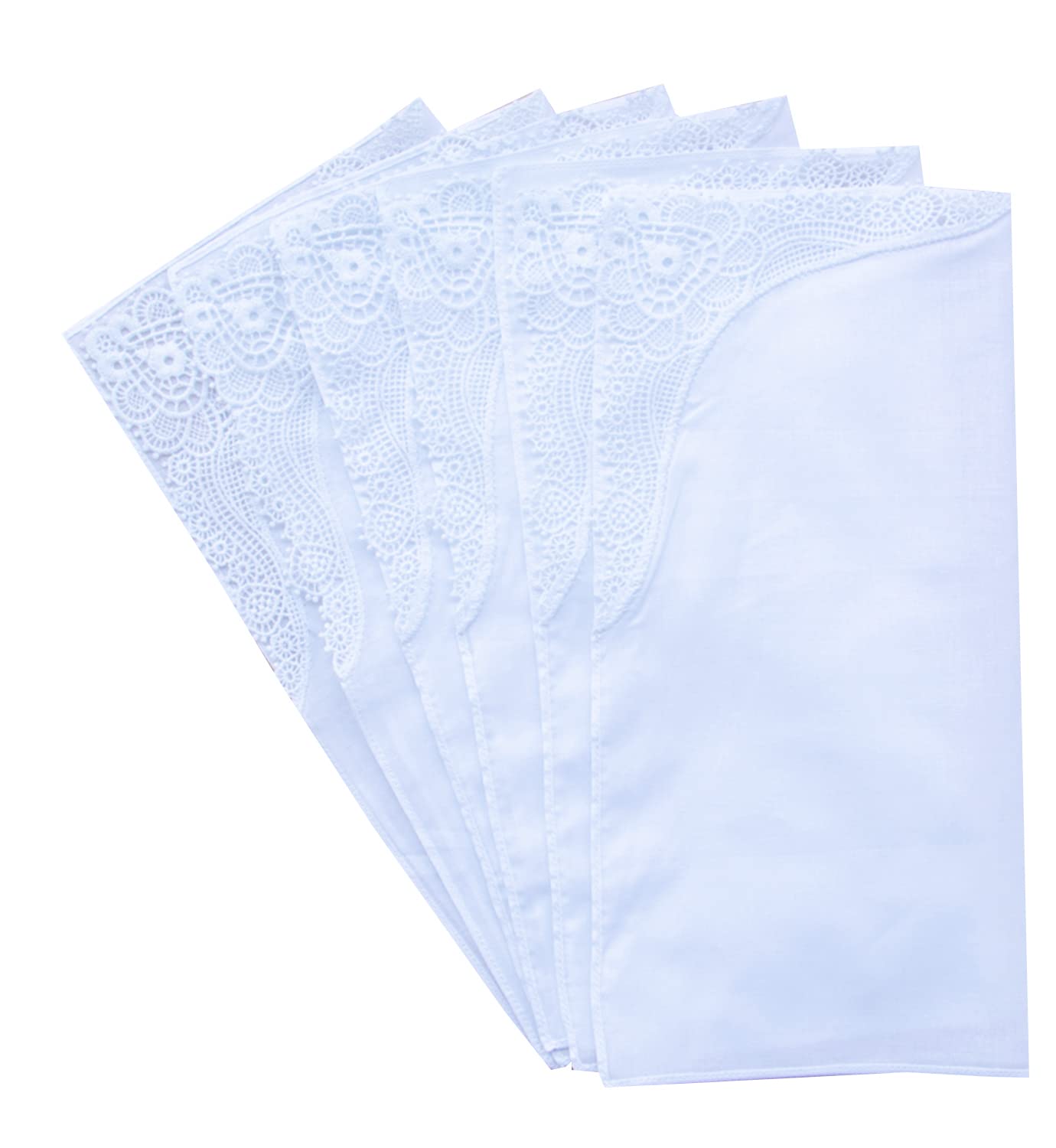 COCOUSM Womens Crohet Lace Handkerchiefs Pure White Cotton Ladies Hankies for Wedding Party 3Pieces