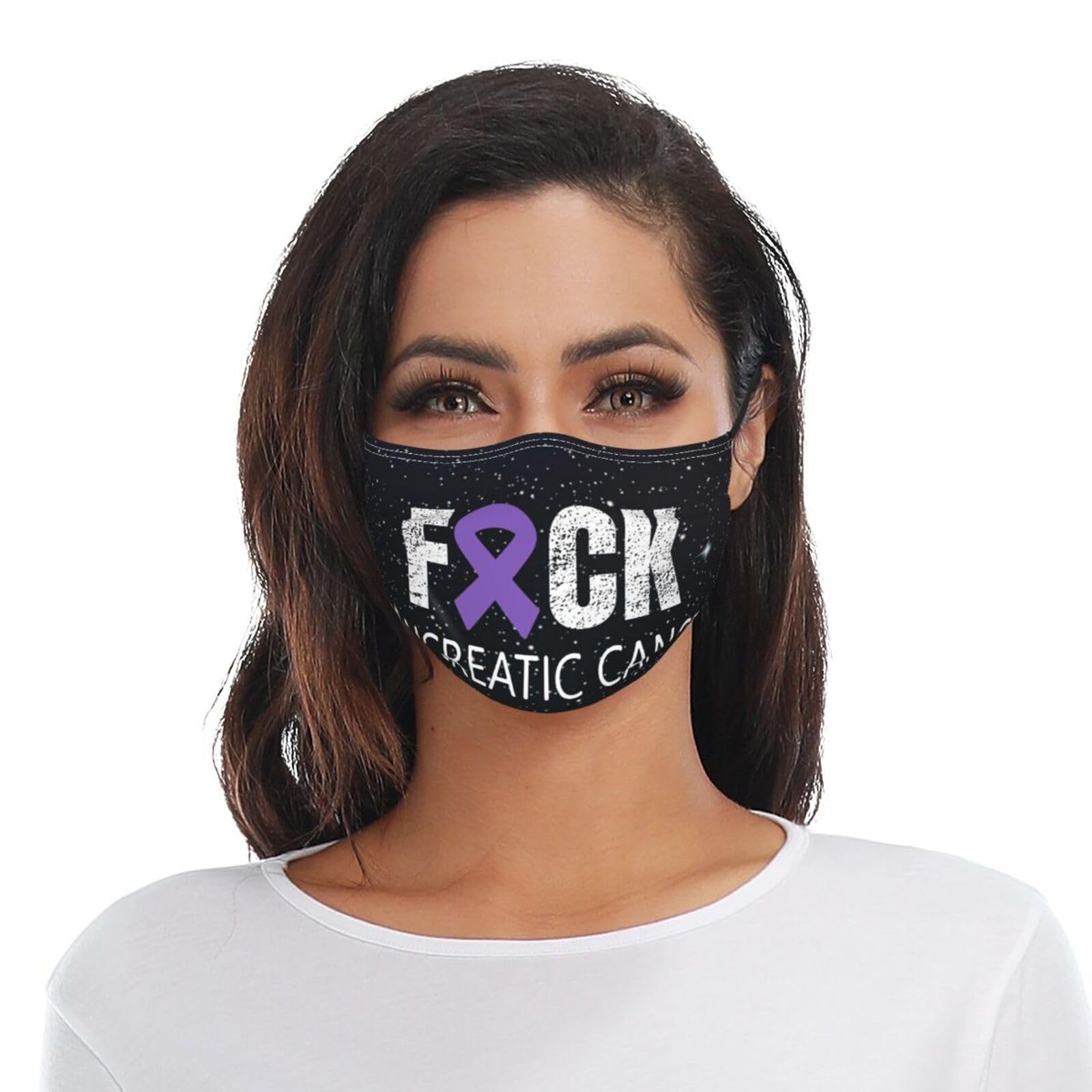 Fuck Pancreatic Cancer Purple Ribbon Adult Dust Mask Adjustable Dust Face with 2 Filter80