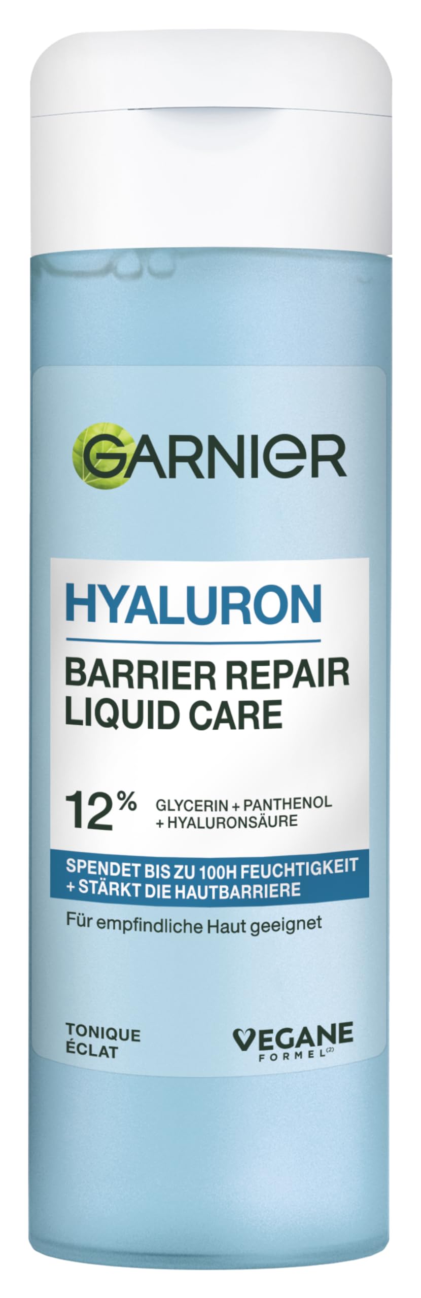 Garnier Hyaluron Barrier Repair Liquid Care: Toner für intensive Feuchtigkeit & Stärkung der Hautschutzbarriere, Mit 12% Glycerin, Panthenol & Hyaluronsäure für sofort aufgepolsterte Haut, 120 ml