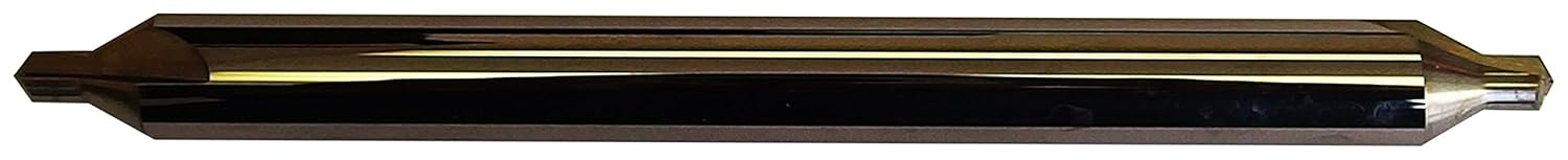 31684 Micro Grain Solid Carbide Combined Drill Bit and Countersink, Uncoated (Bright) Finish, Round Shank, Through-Hole Flute, 60 Degrees Point, #6 Size, 6" Length (Pack of 1)