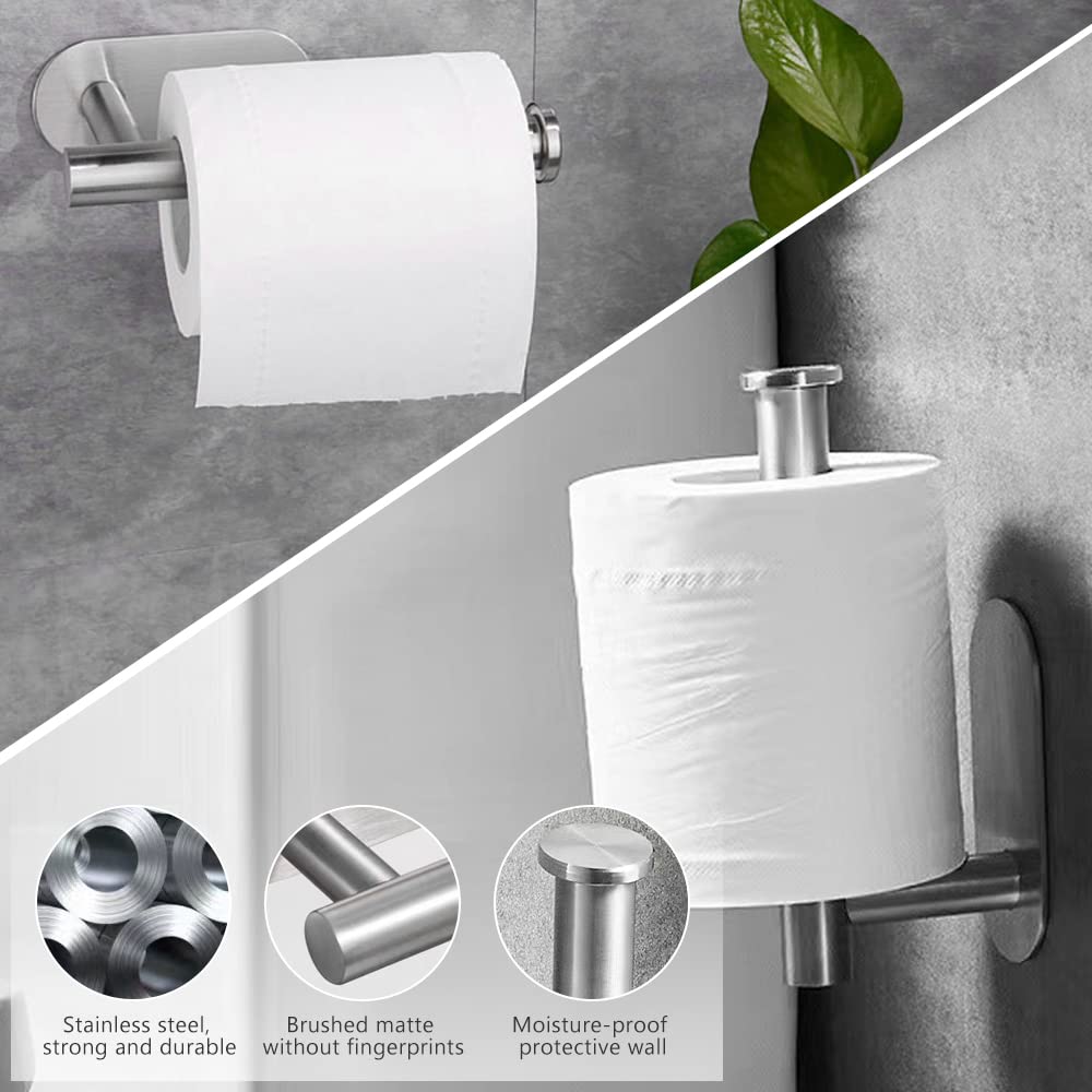 Celbon Porte Papier Toilette Auto-Adhésif Acier Inoxydable Noir - Sans Perçage, Design Moderne 14.5CM