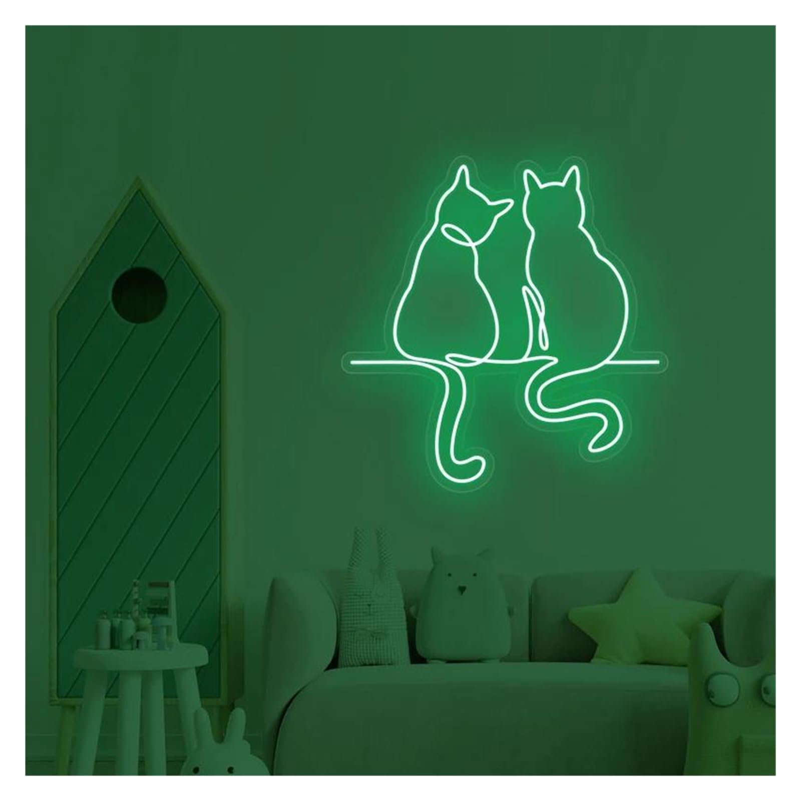 LEMST Signs Lamp Neon Signs Two Cats USB Powered Adjustable Brightness Cats Neon Lights, Suitable for Bistro Decor(H,80CM)