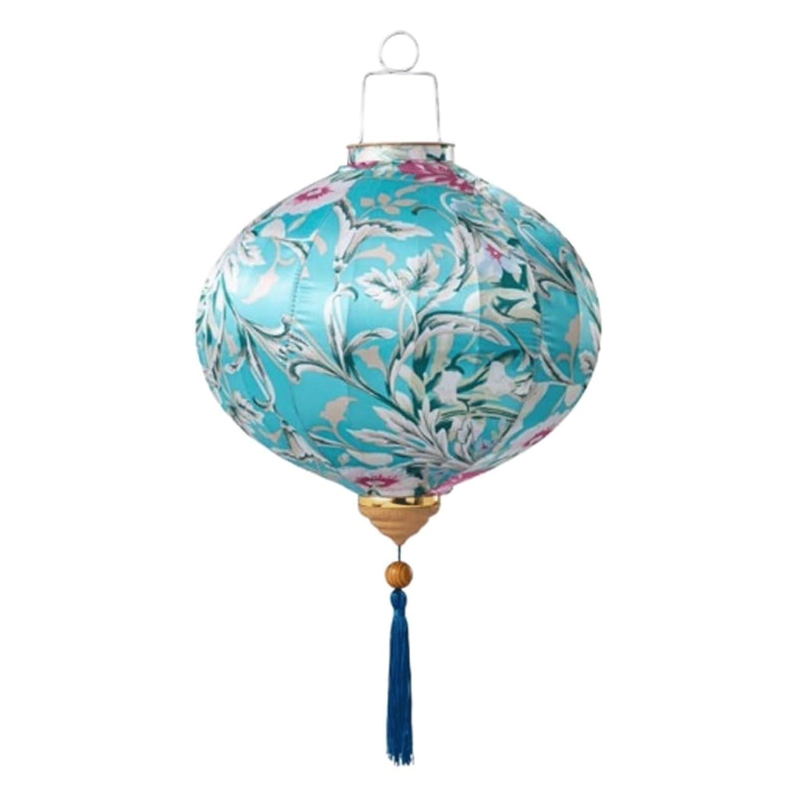 Asian lantern, Chinese Silk Lantern Traditional Round Floral Pattern Hanging with Tassel for Wedding, Party, Festival and Home Decoration(Green,12inch)