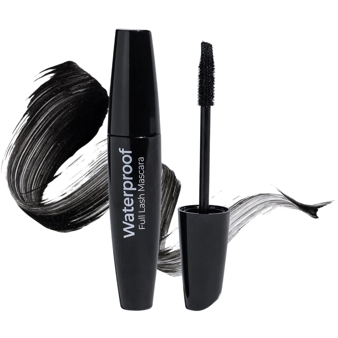 Waterproof Full Lash Mascara, 4-in-1 Mascara, Intense Black Pigment, Lasts All Day Long, Vegan, Cruelty Free Cosmetics