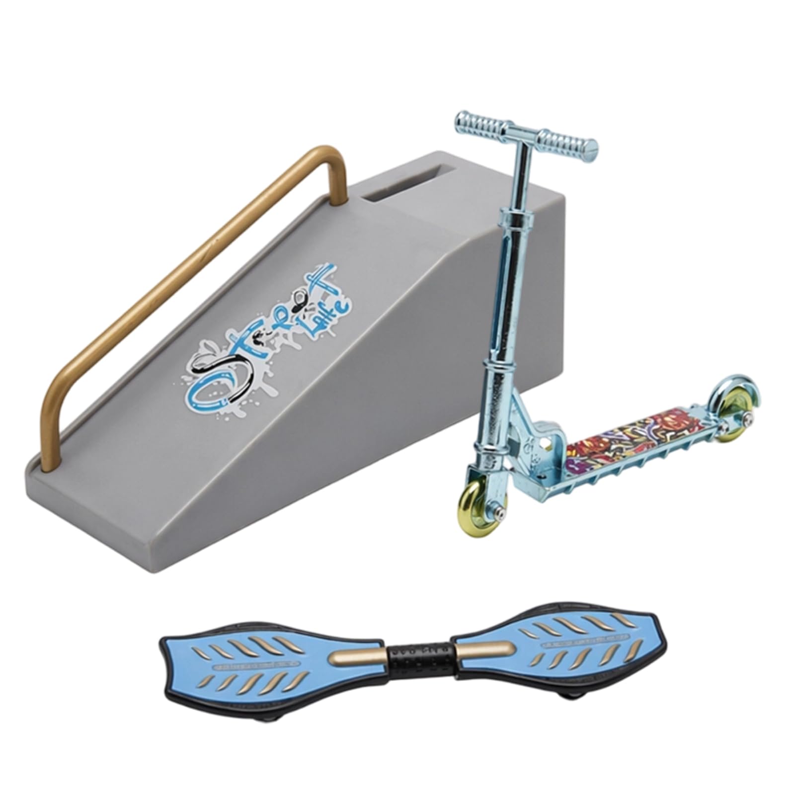 3Pcs Finger Skateboards Set with Ramp, Scooter and Fingerboard
