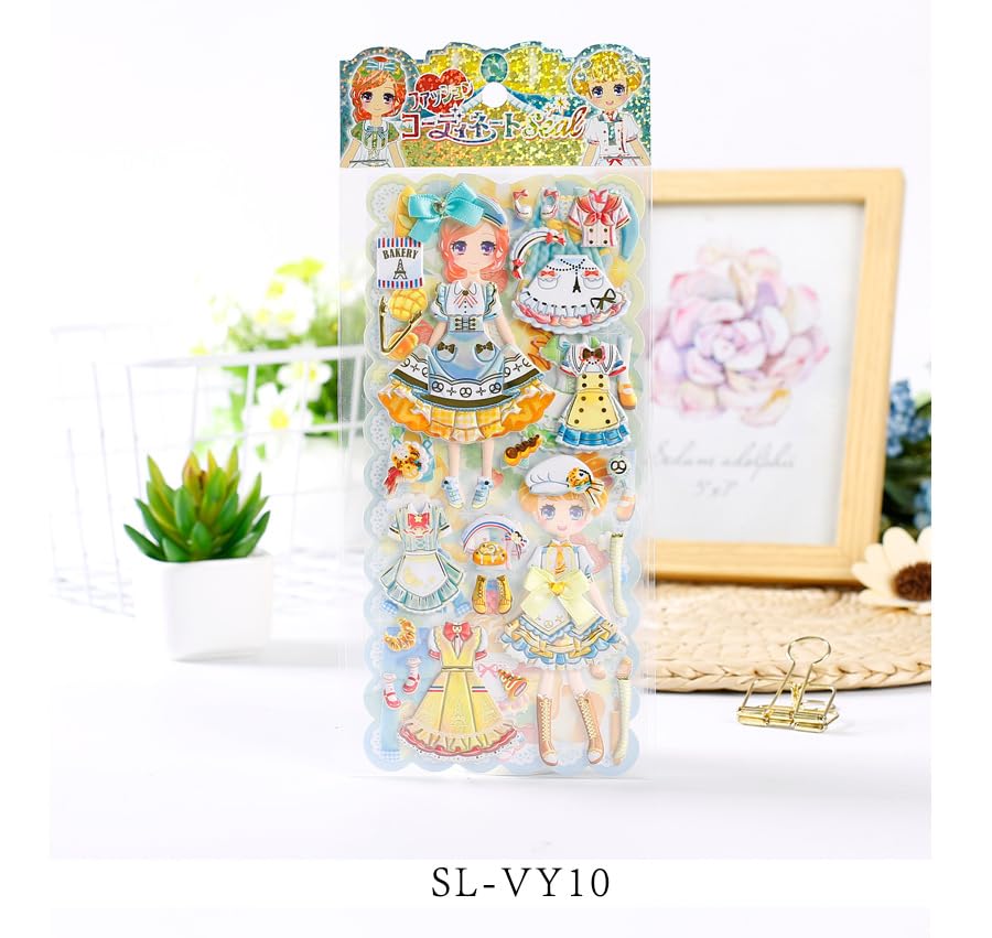 Image of 3D Puffy Dress Up Doll Stickers Set for Kids - Cute Princess Fashion Stickers with Outfits, Accessories & Dolls for Scrapbooking, Journals, School Projects & DIY Crafts