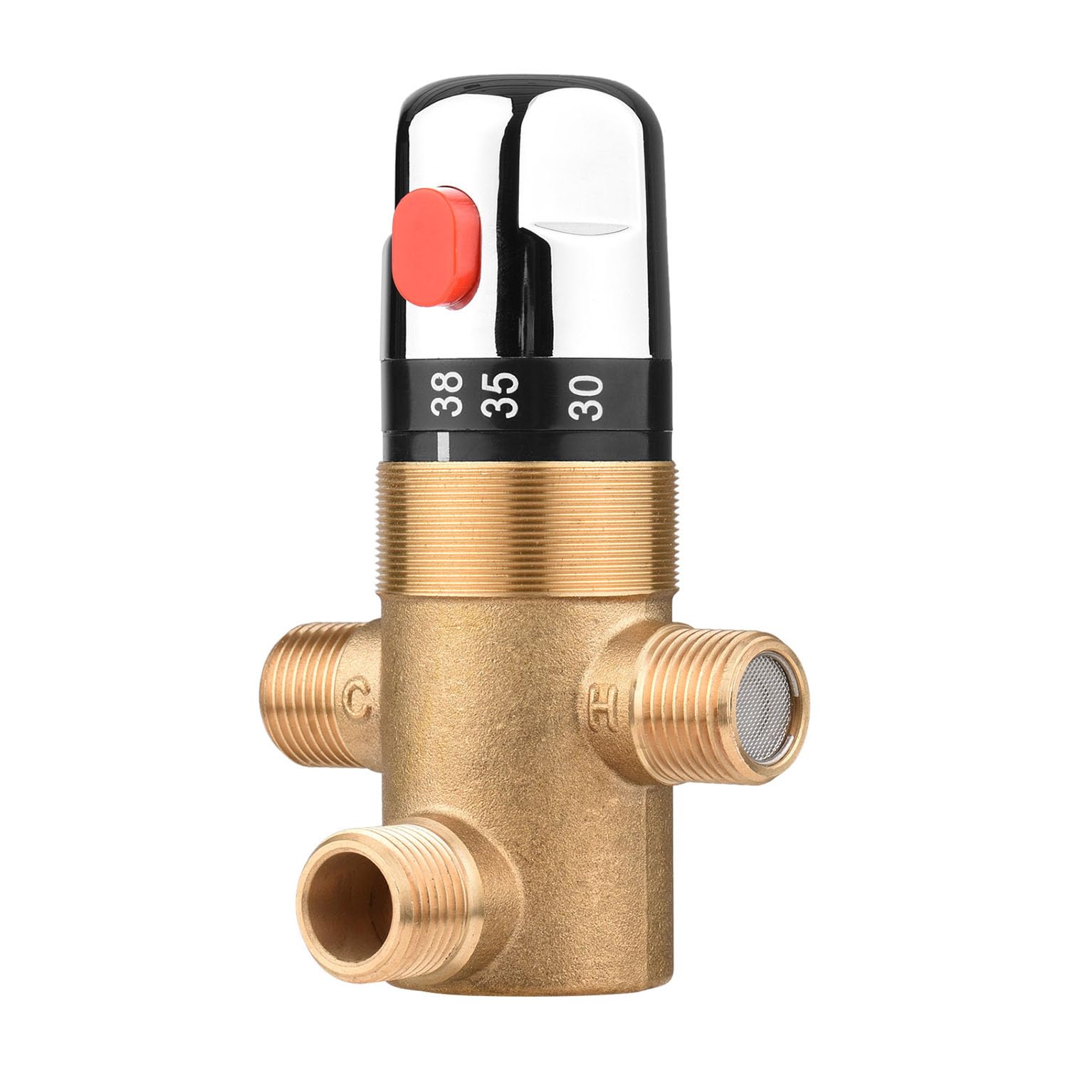 Válvula termostática de control de temperatura, mezcla de agua fría y caliente, mezclador de latón, desviador de tres vías para sistema de calefacción solar, tubería, bañera, cocina, uso doméstico