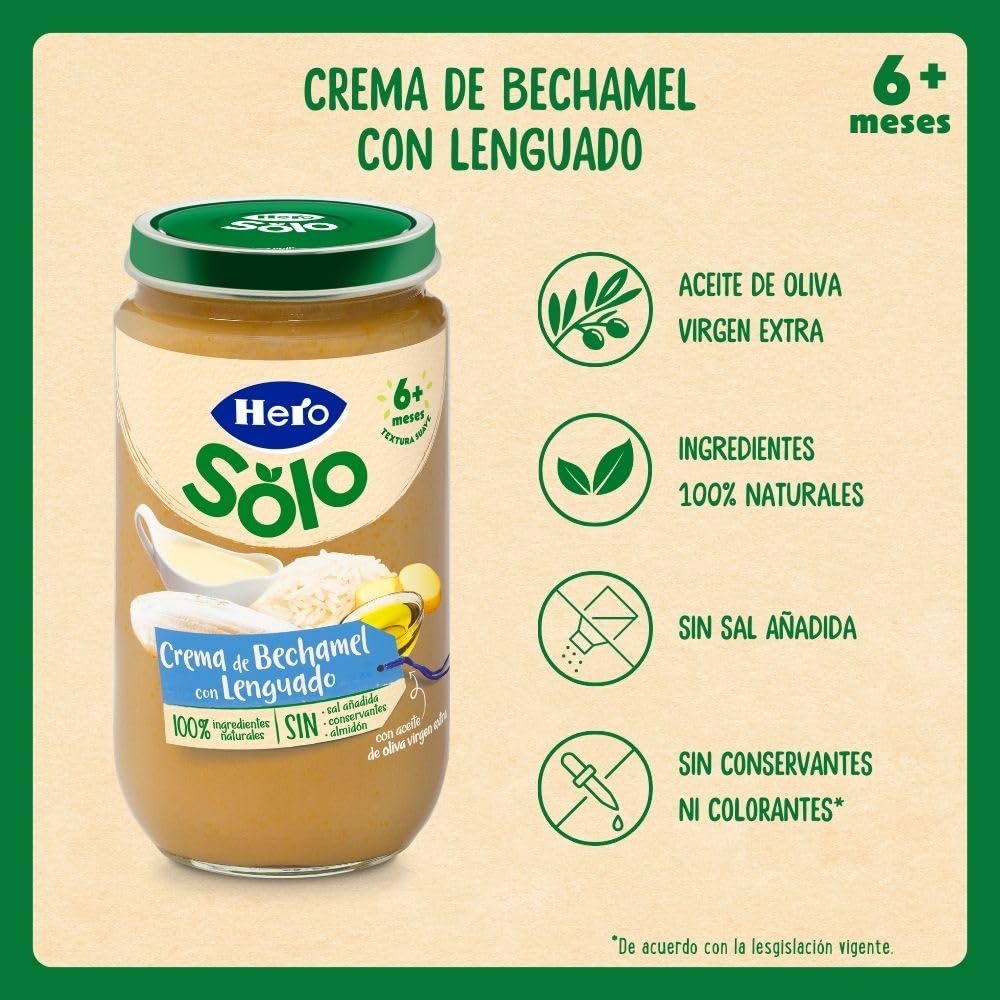 Hero Baby Caja Mixta Tarritos de Carne y Pescado, Verduritas con Merluza, Bechamel con Lenguado y Menestra con Ternera y Jamón, Sin Aceite de Palma, 100% Natural, Desde los 6 Meses, Pack de 18x235 gr