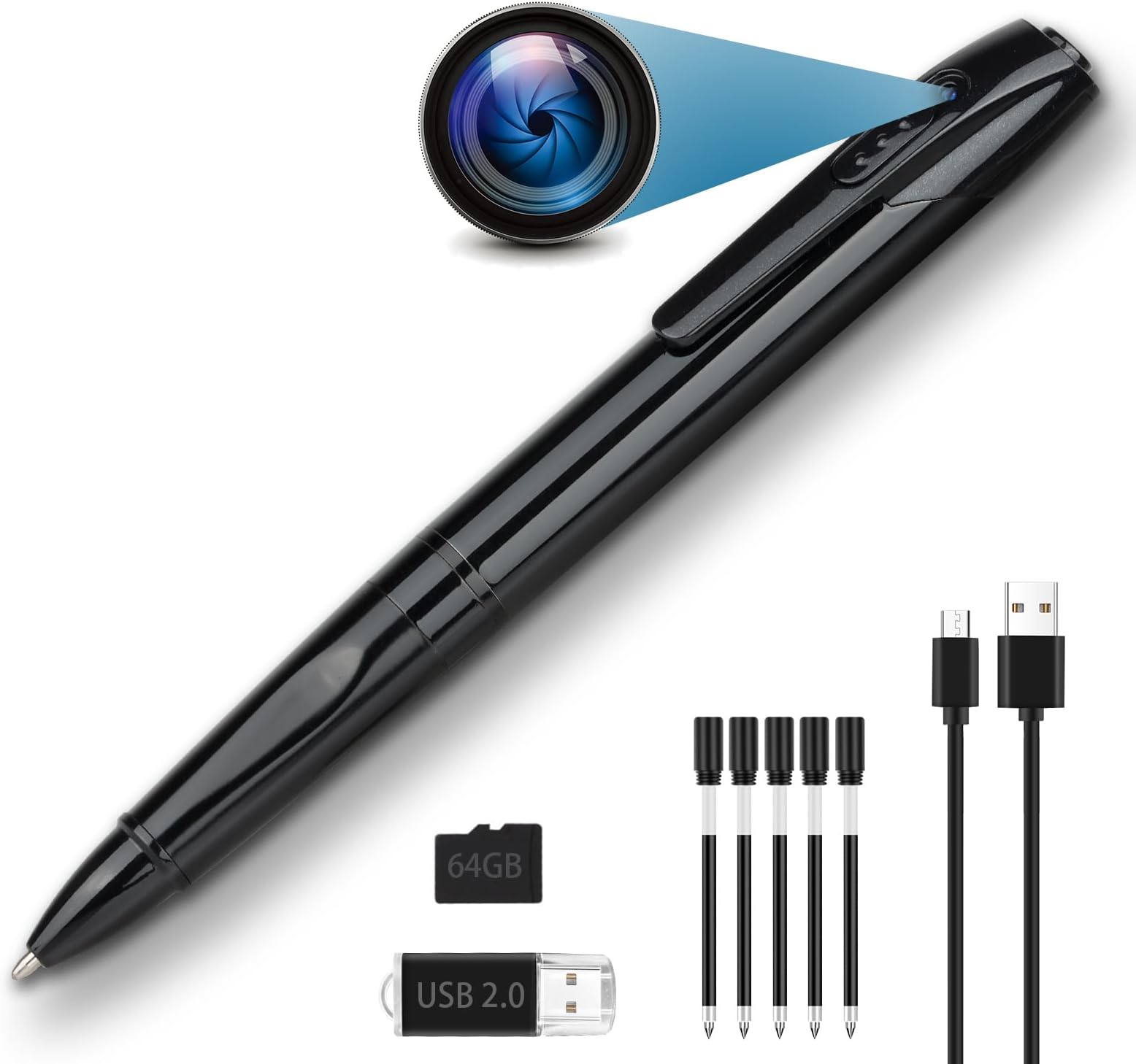 32GB Hidden Camera - Pen Camera-Mini Camera with FHD 1080P - Hidden Cameras for Indoor Safety Classroom Learning