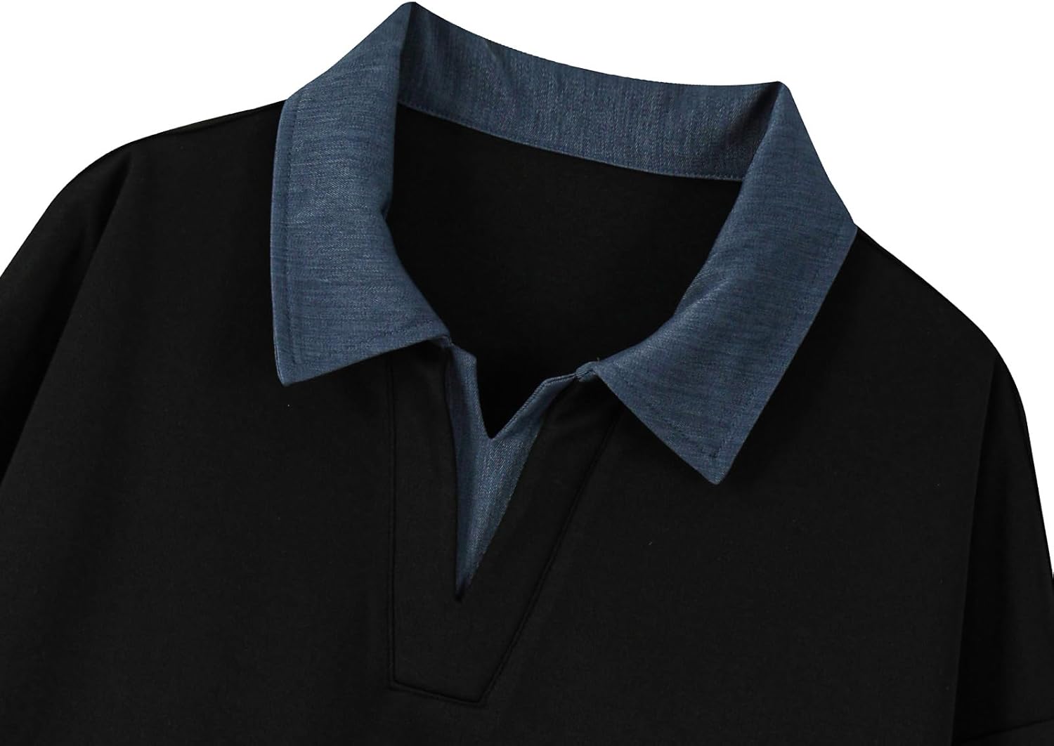 GURUNVANI Mens Color Block Polo Sweatshirts Loose Fit Long Sleeve Pullover Shirt - Image 9