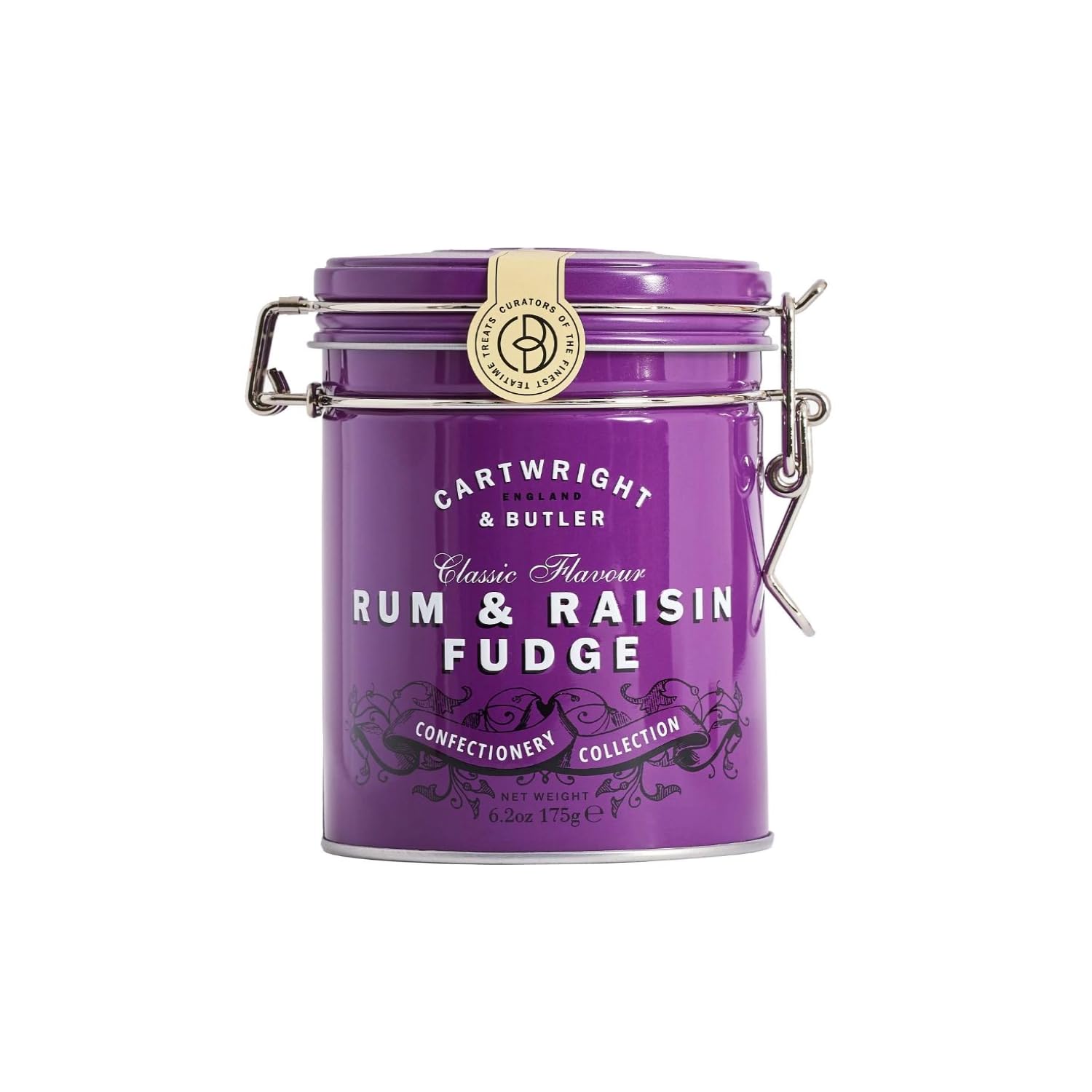 Cartwright & Butler® | Fudge Morbida Uvetta Imbibita | Raisin Fudge Inglesi Lattina | Chocolate Fudge Contenitore Metallo - 175 Gr | Morbide Caramelle Mou Uvetta Imbibita