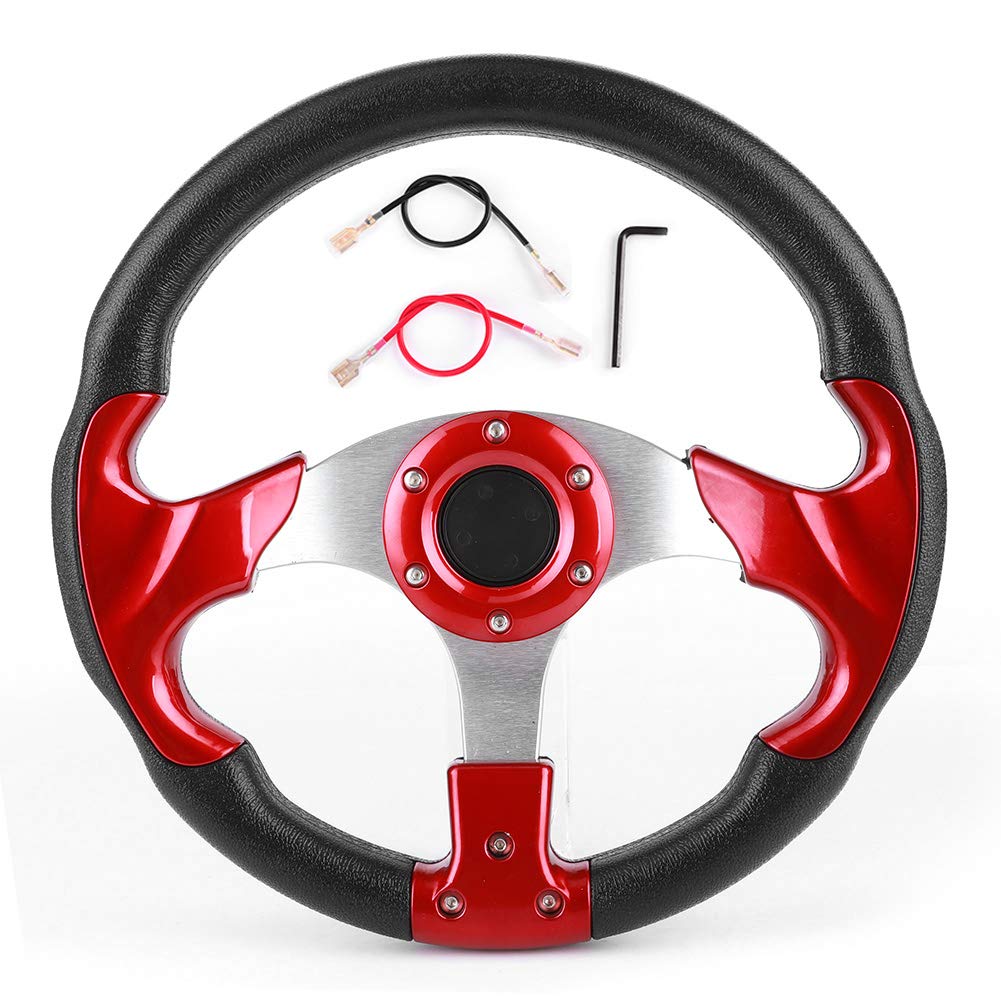 Volante Tbest 320Mm 12.5In Volante per Auto con Pulsante Clacson Parte Modificata Universale in PVC Colore Rosso