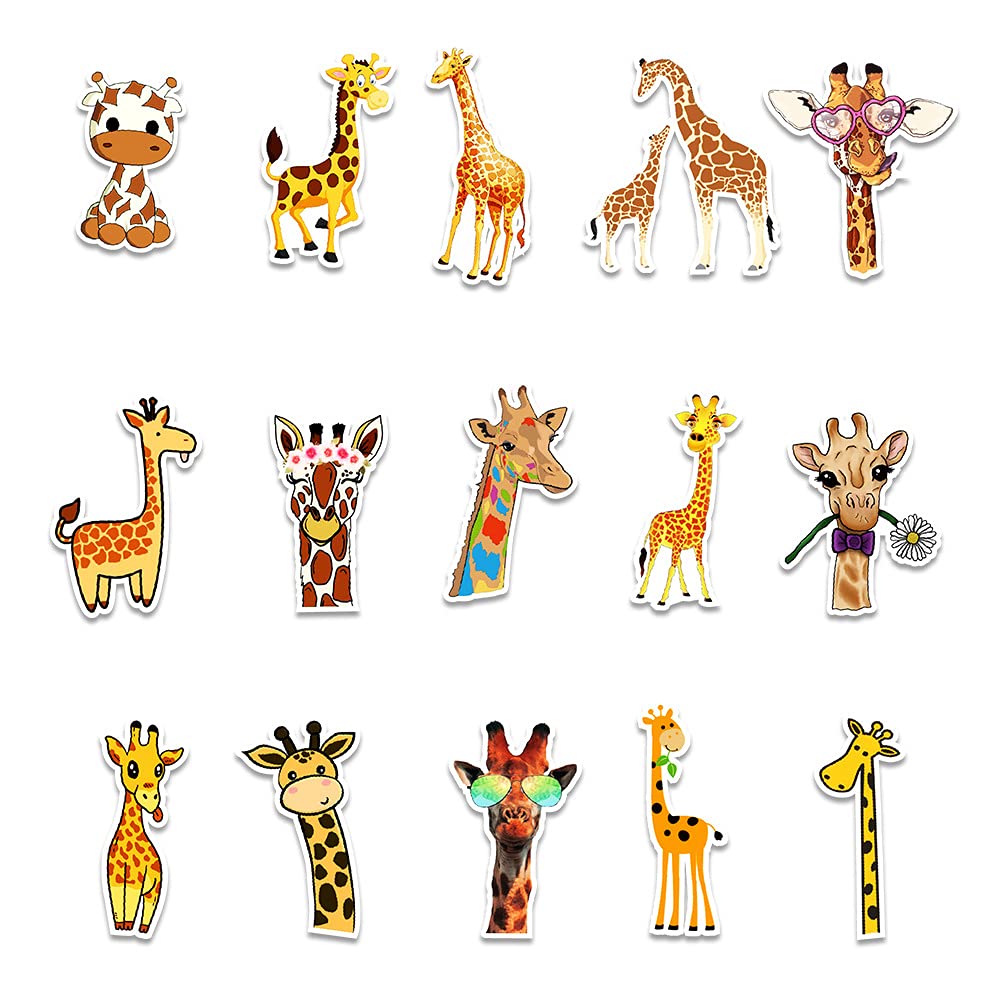 Cute Cartoon Giraffe Stickers 50PCS for Laptop Skateboard Water Bottle Phone Guitar Luggage Helmet Scrapbook Computer,Aesthetic Yellow Lovely Giraffe Waterproof Decals for Teens Kids Adults - Image 2