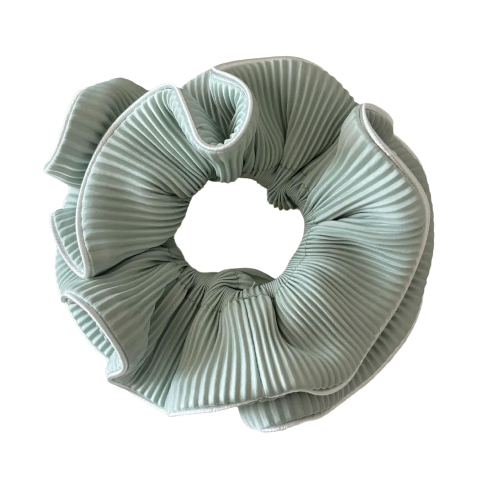 BWANGIAO Korean Charm Large Ruffled Scrunchies With Pleated Design Soft Fabric Hair Tie For Women And Girls