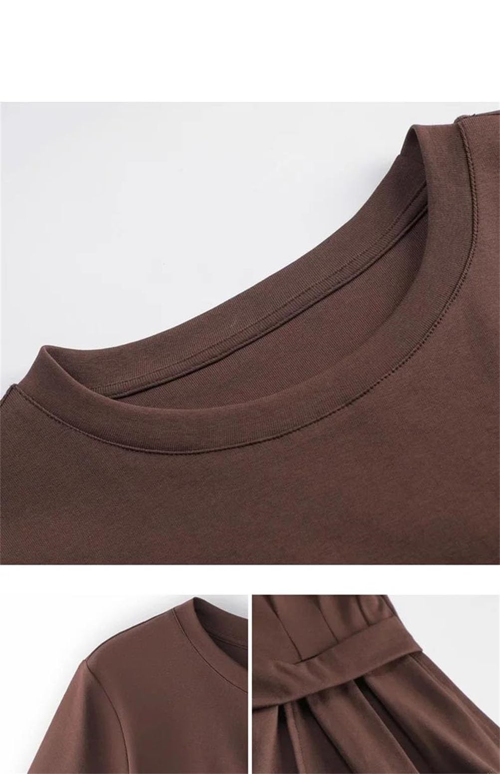 Camiseta de verano para mujer, cuello redondo, manga corta, ajustada, tela suave, básica, elegante, para uso diario