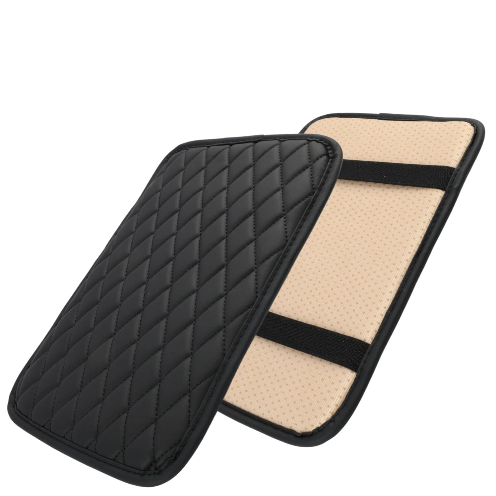 Coussin Accoudoir Voiture Amélioré avec Housse de Console Centrale Voiture en Cuir Noir,Accessoire Universel avec Poches de Rangement, Confort et Praticité pour Voitures Hauteur Augmentée de 1,5cm