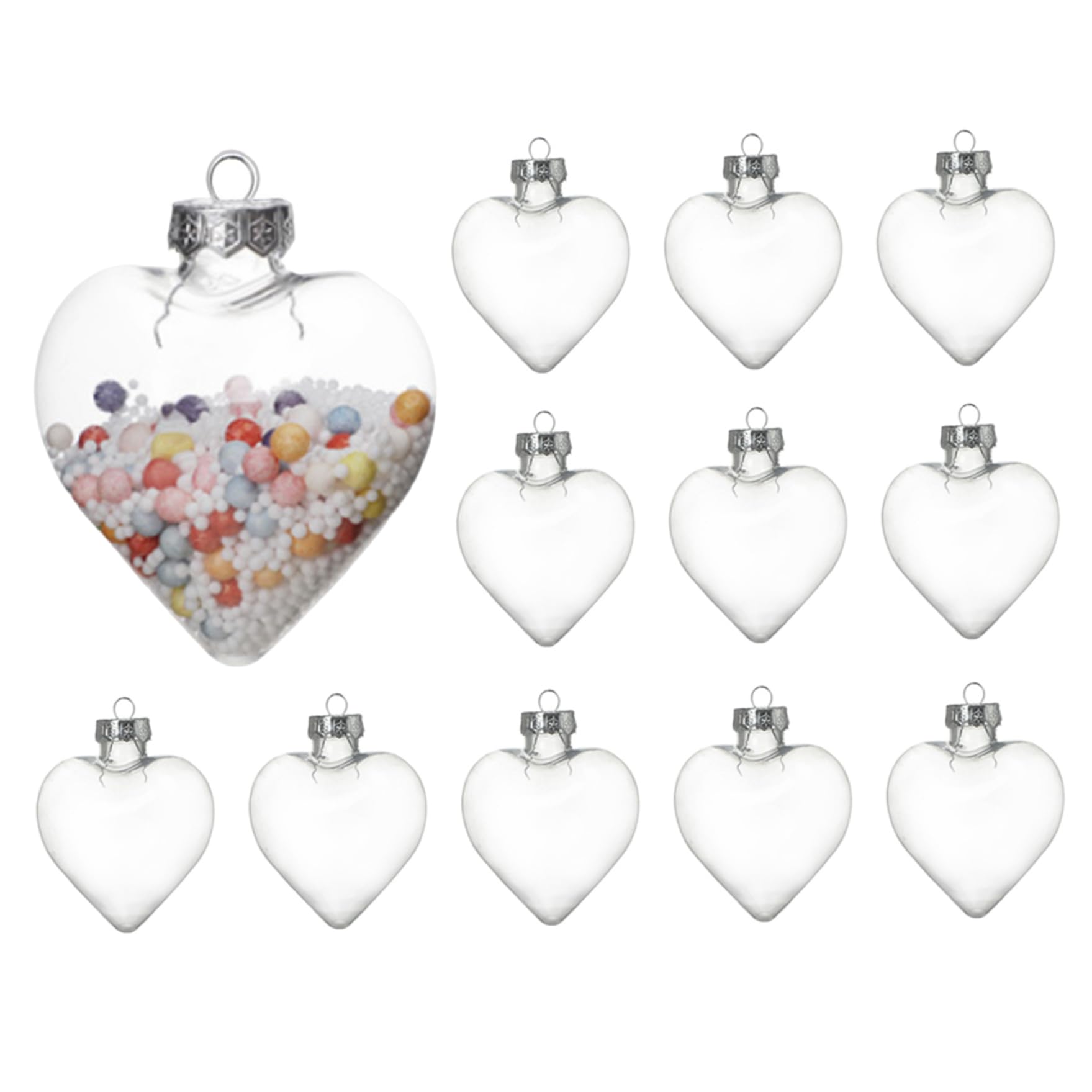 Boules transparentes cœur pour déco arbre de Noël et suspensions de fête créative