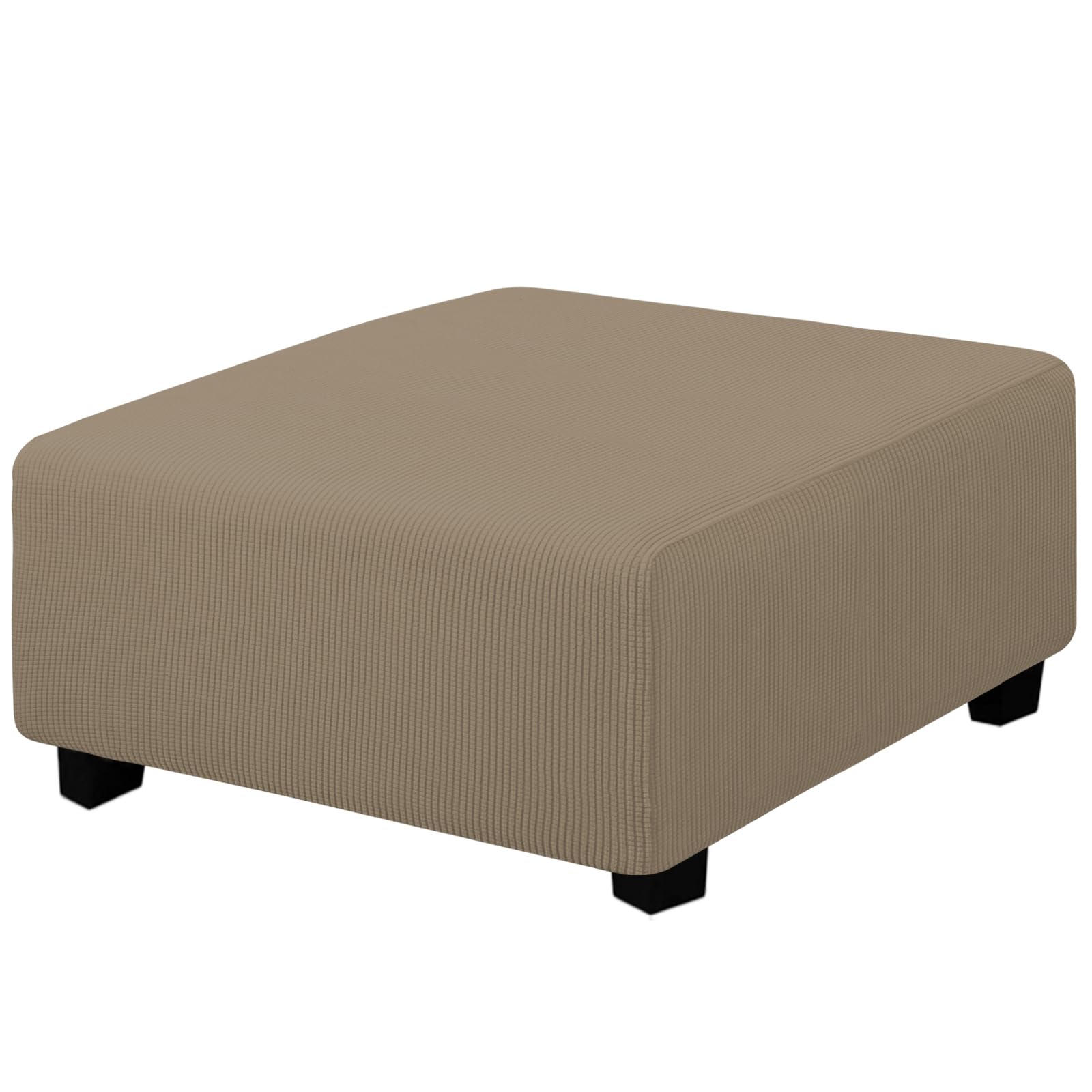 Easy-Going Stretch Square Ottoman Cover 40x40x15 inch Folding Storage Stool Furniture Protector Soft Rectangle slipcover with Elastic Bottom Natural