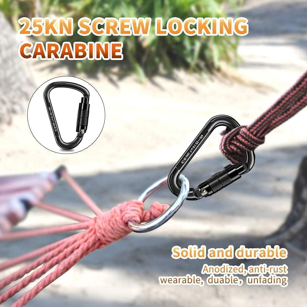 Kletterkarabiner Karabinerhaken,UIAA-Zertifiziert karabiner schwerlast,25KN Auto Locking Klettern karabiner Clips,Kletterausrüstung for Bandschlinge,Schaukel,Hängematte,Absei
