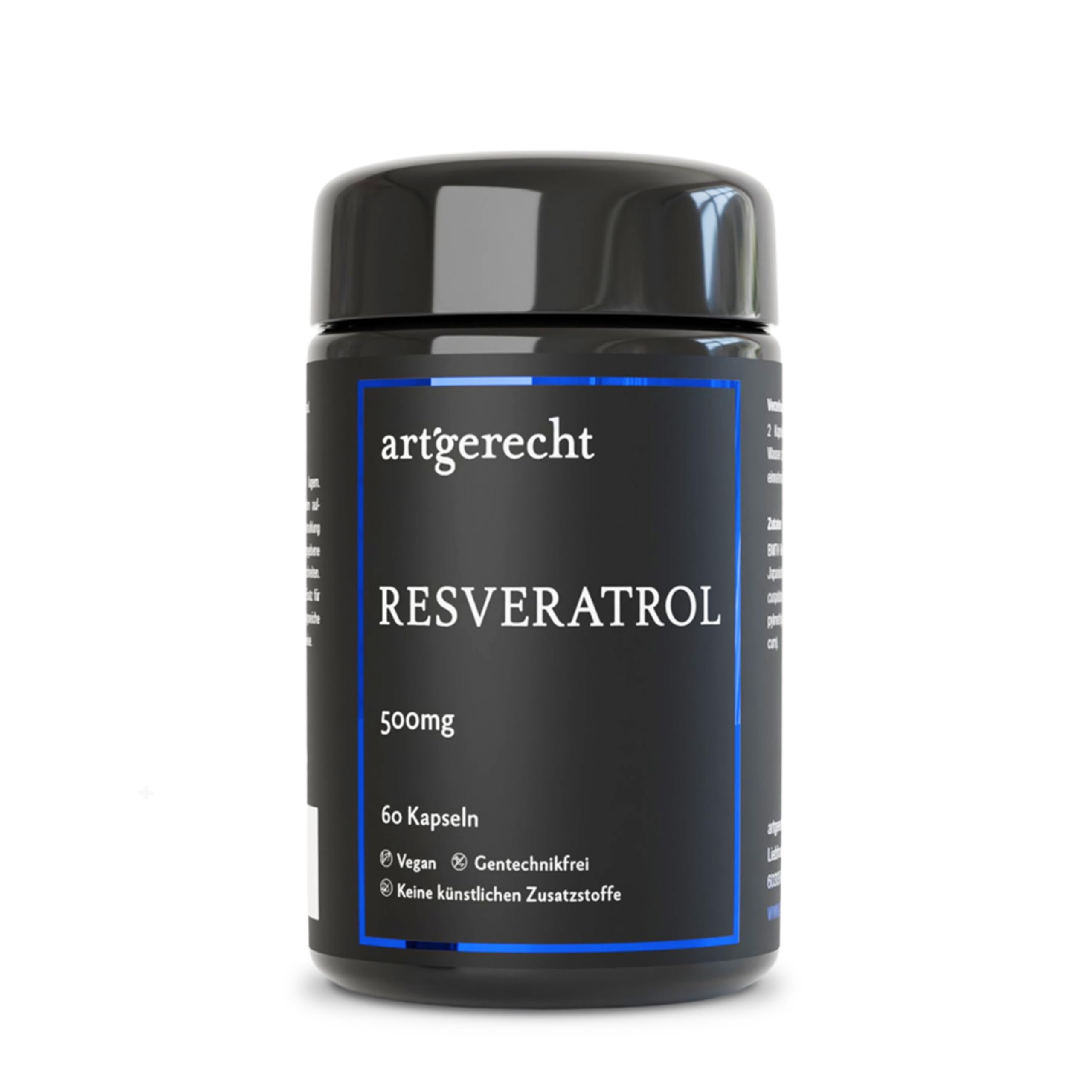 RESVERATROL 500 mg 60 Kapseln – Hochdosiertes Trans-Resveratrol mit BMT® Mikroverkapselung | Unterstützt Zellschutz, Herzgesundheit, Vitalität | Vegan, ohne Zusatzstoffe | Japanischer Staudenknöterich