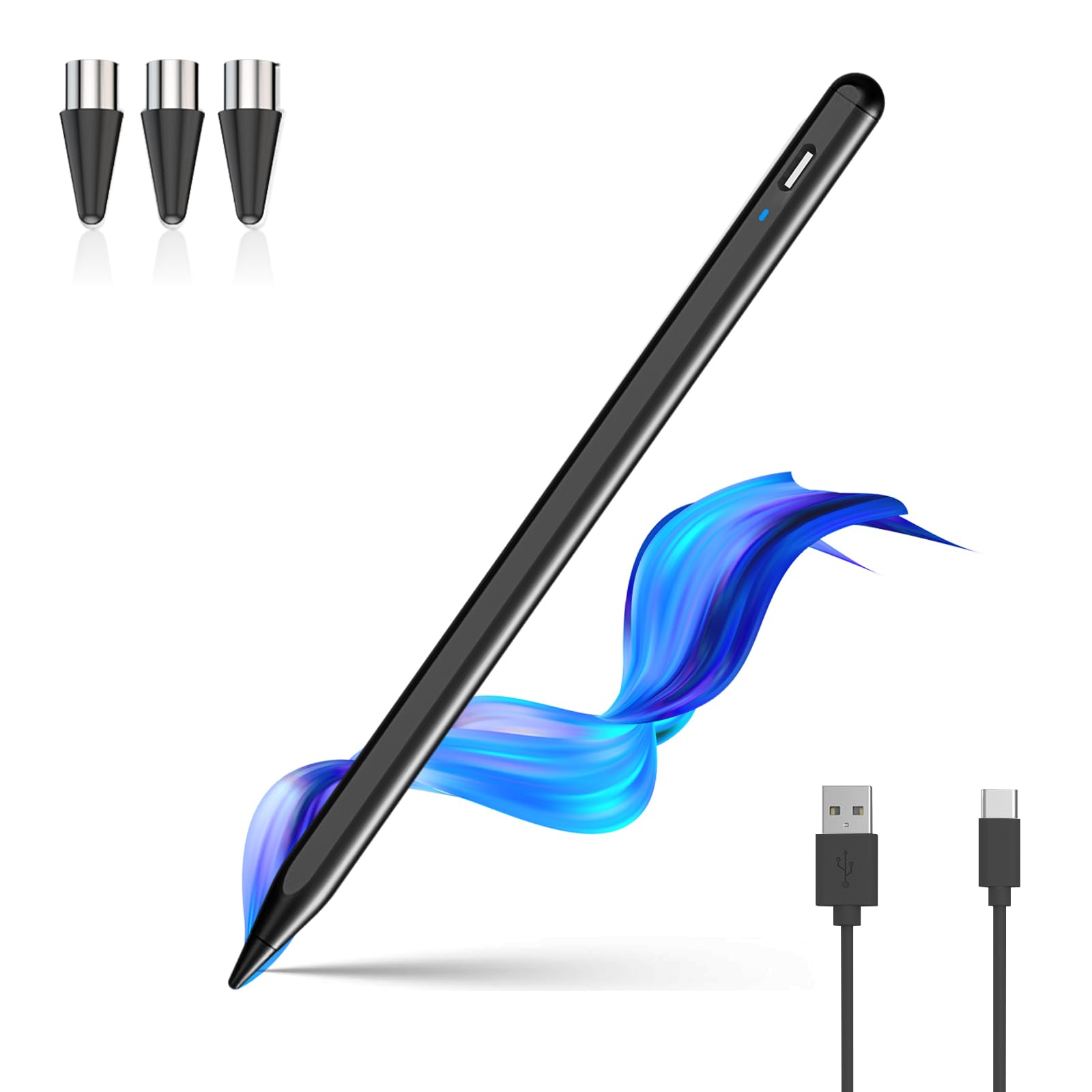 Stylus Pen for Touchscreen,Luntak Universal Magnetic Fine Point iPad Pencil for Android & iOS Smartphone and Tablet,POM Tip Stylus Pen for iPad/iPad Pro/iPhone/Samsung/Lenovo/Huawei and so on-Black