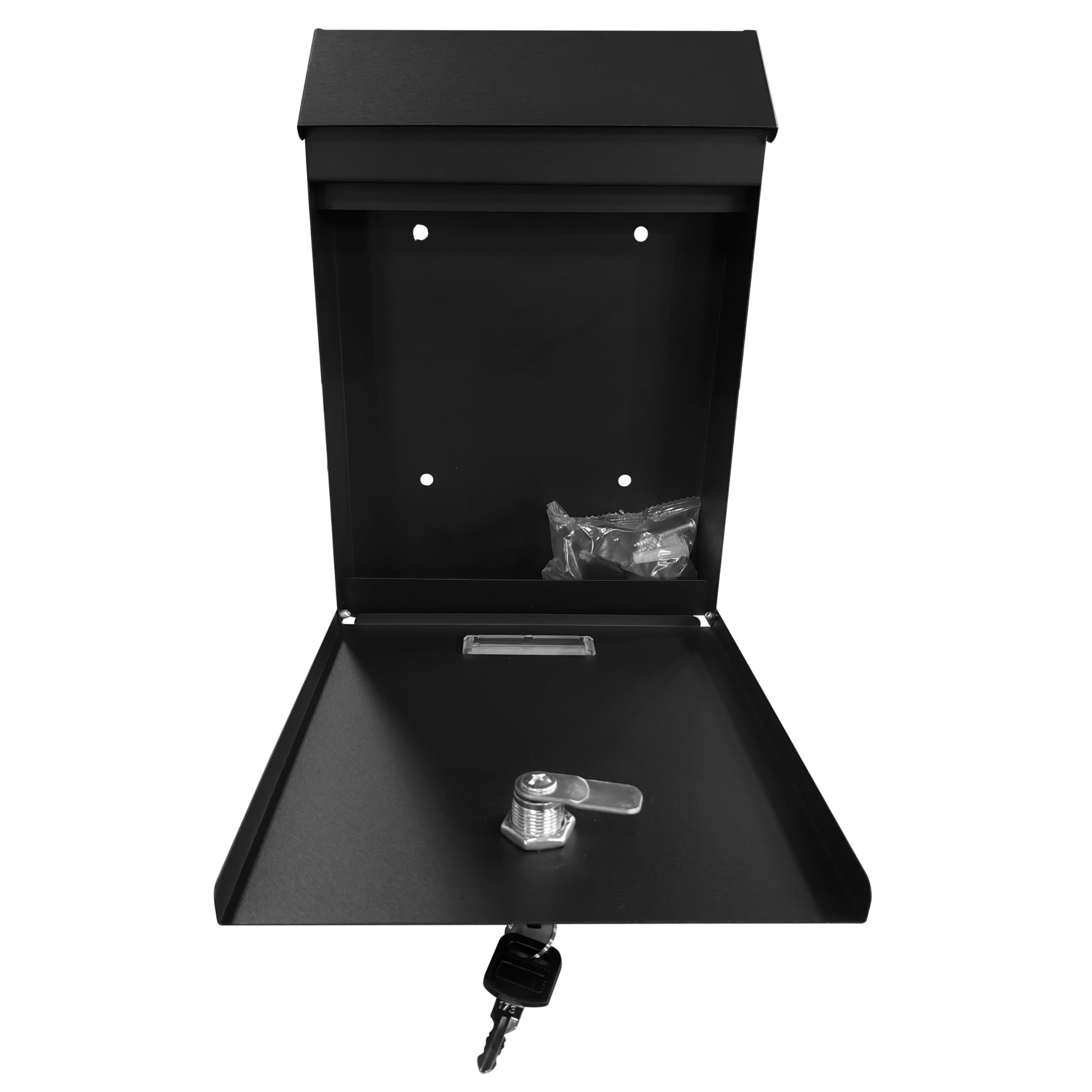 Sillar Buzón de Pared, con Cerradura, Placa para Nombre | De Acero galvanizado, Resistente a Las inclemencias del Tiempo y UV | 26 × 18,3 × 5,2 cm, Negro | 2 Llaves Incluidas | Formato C5