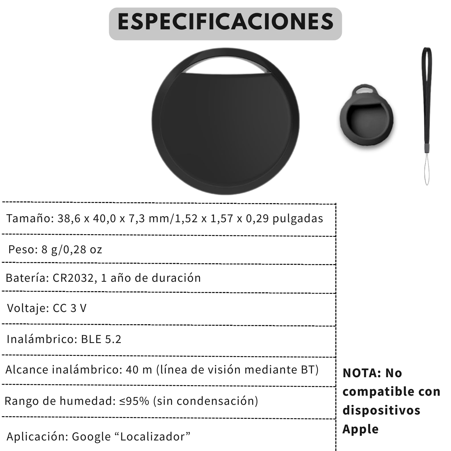 Localizador GPS Android. Autorizado por Google | Tracker Android (No Apple) | Smart Tag Google | Rastreador para Llaves, Niños, Personas Mayores, Perros, Coche, Moto | Finder Bluetooth | Pack 4 — view 8