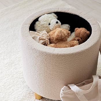 Amazon｜ASHEL 収納付きスツール オットマン ブークレ 木脚 収納