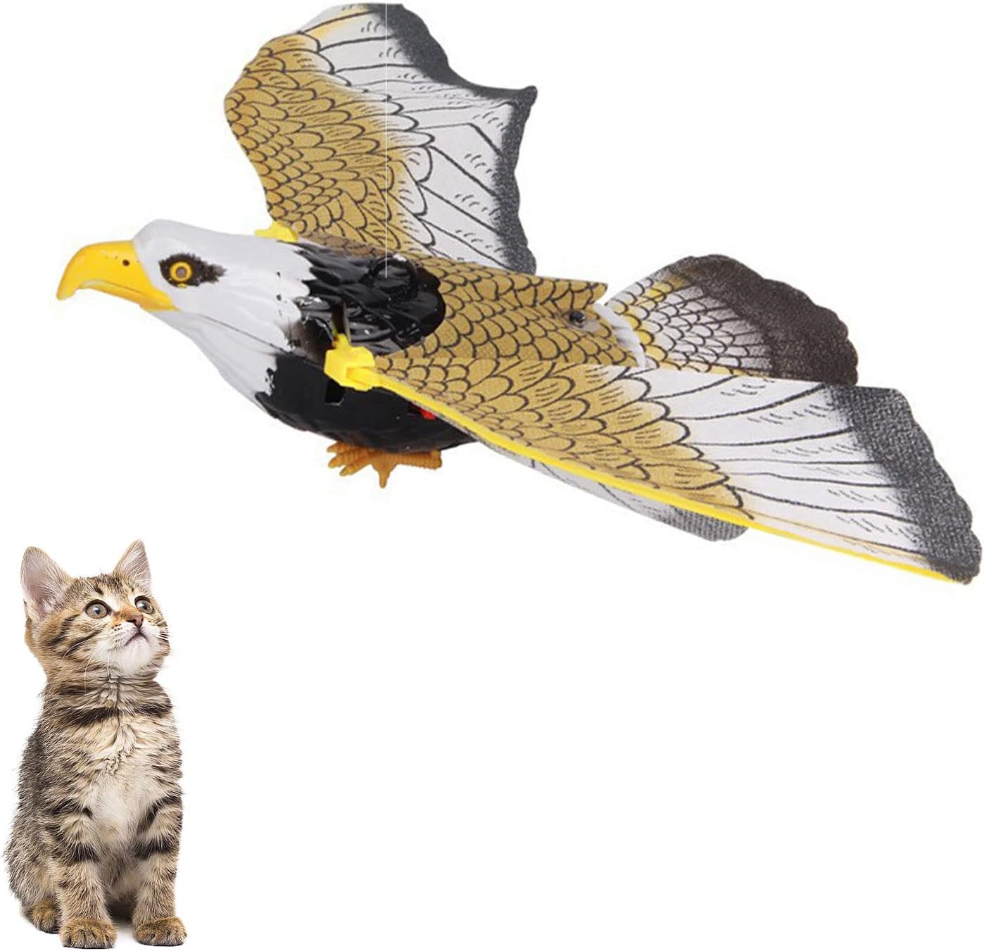 YEJAHY Juguetes eléctricos para pájaros para Gatos, Juguetes interactivos para Gatitos, Juguetes de Entrenamiento de Inteligencia con Alambre Colgante (águila)