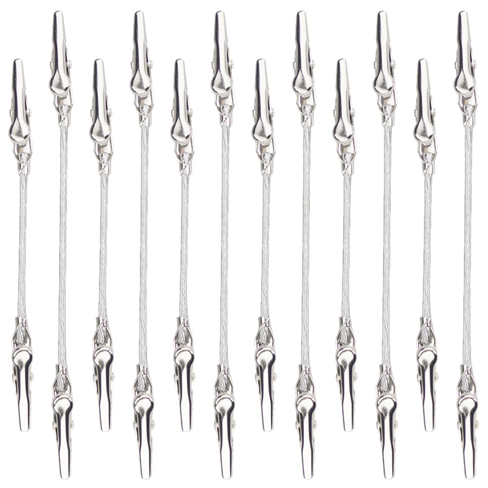 12Pcs Double-Ended Alligator Clips Metal Wire Note Holders for DIY Crafts, Photo Memo Card Clamps, Silver, 4-Inch & 5-Inch Sizes