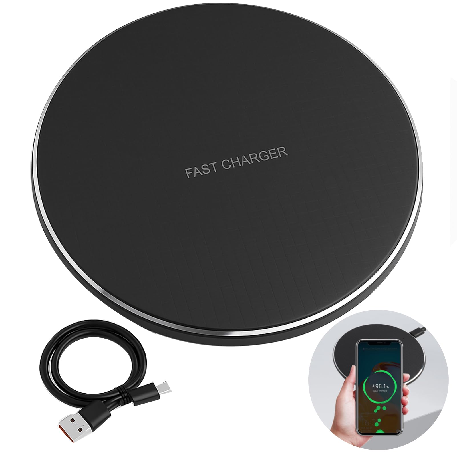 Caricatore Wireless Magnetico Intenso MB1 15W (Nero) Con Alimentatore PD 30W - Compatibile MagSafe, Base Sottile In Alluminio E Vetro - copertina