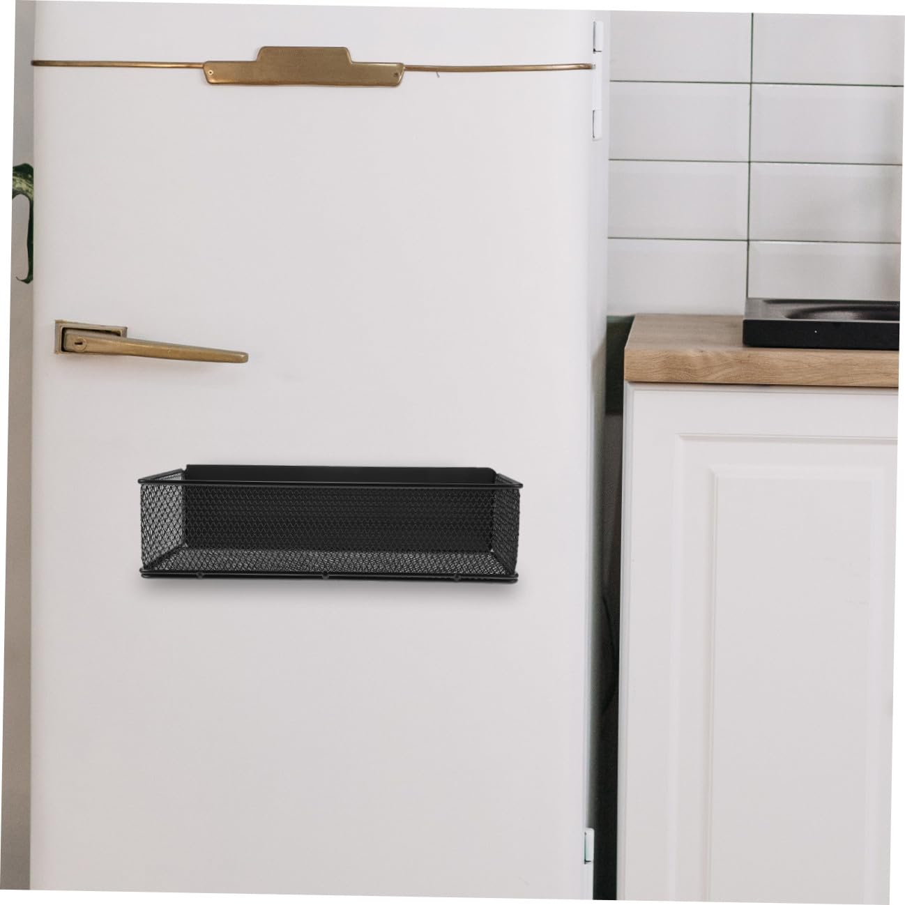 Organizador Magnético para Nevera, Caja de Hierro Negra de Gran Capacidad | Instalación Fácil, Ahorro de Espacio, Resistente Deformación, Uso en Cocina y Hogar