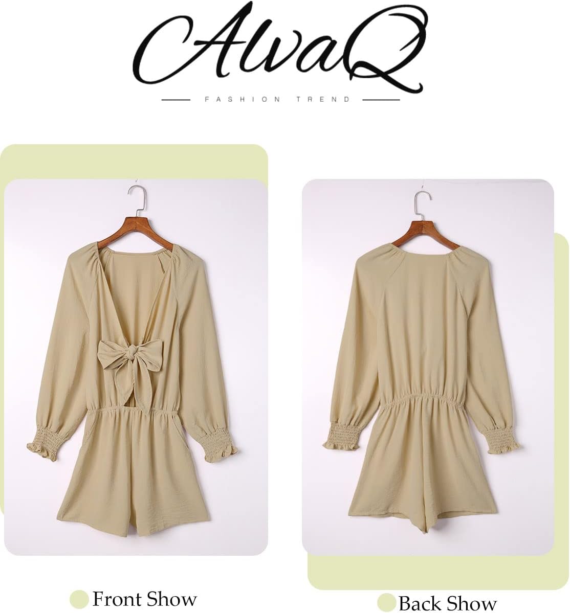 AlvaQ Rompers for Women 2024 Summer Tie Knot Front Sexy V Neck Short Jumpsuits - Image 6