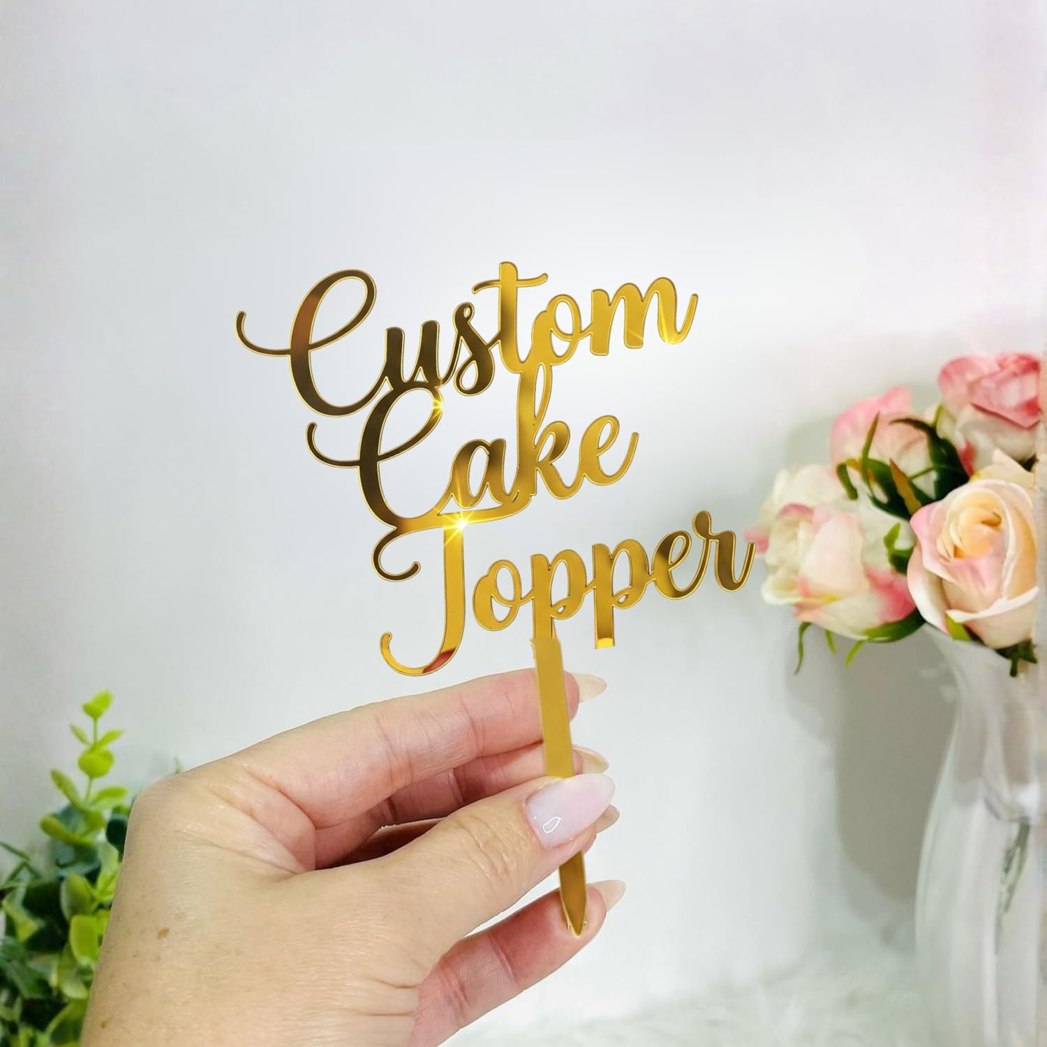 Bright Wood Craft Customized Golden Acrylic Letters and Numbers for Name Plate Wall Decor Personalized Alphabet Cutout Text for Home Decoration Craft Sign Board Display (Cake Topper) 2