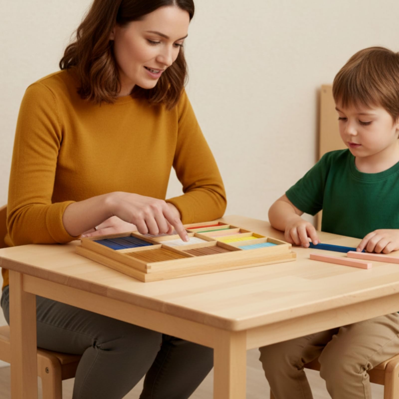 Children Math Set Educativo in Legno con Aste Numeriche Bastoncini Contacalcoli Rods per Somma E Sottrazione Scatola Organizer Inclusa Adatto a Scuola Asilo Casa