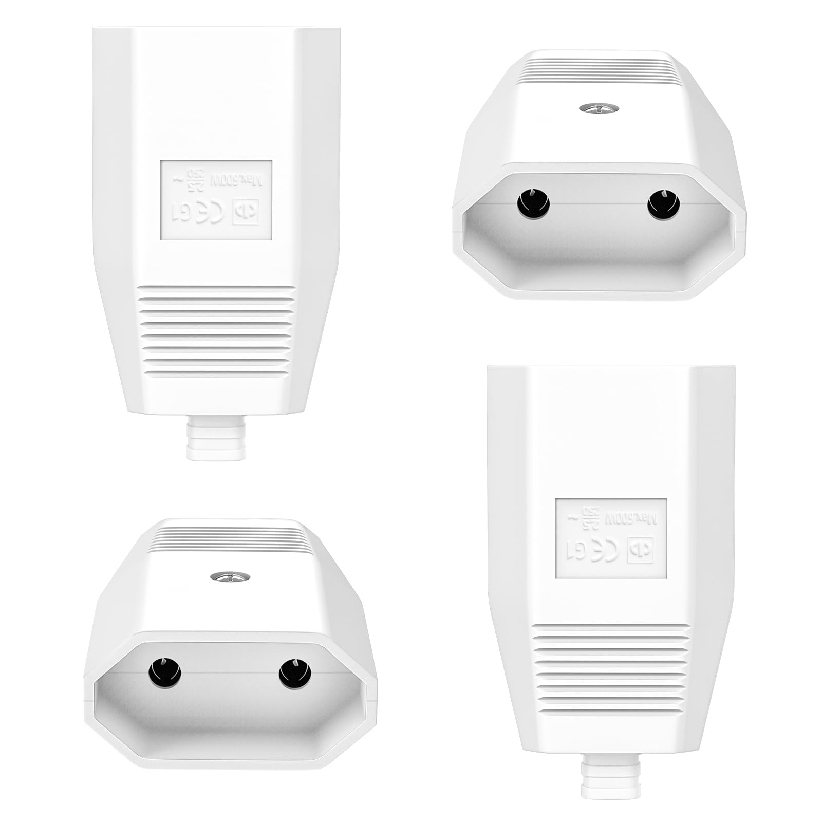 VIEVRE Lot De 4 Coupleurs Euro Plats - 230 V - Pour Fiche Schuko