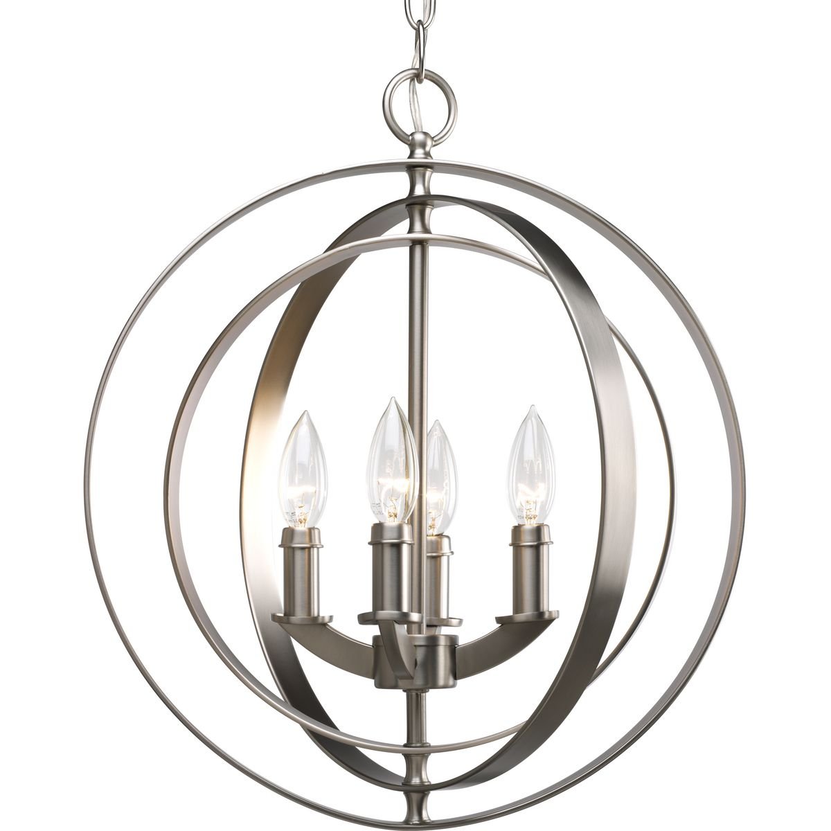Progress Lighting 4-Light Foyer Pendant, Equinox Collection, Indoor, P3827-126, Burnished Silver